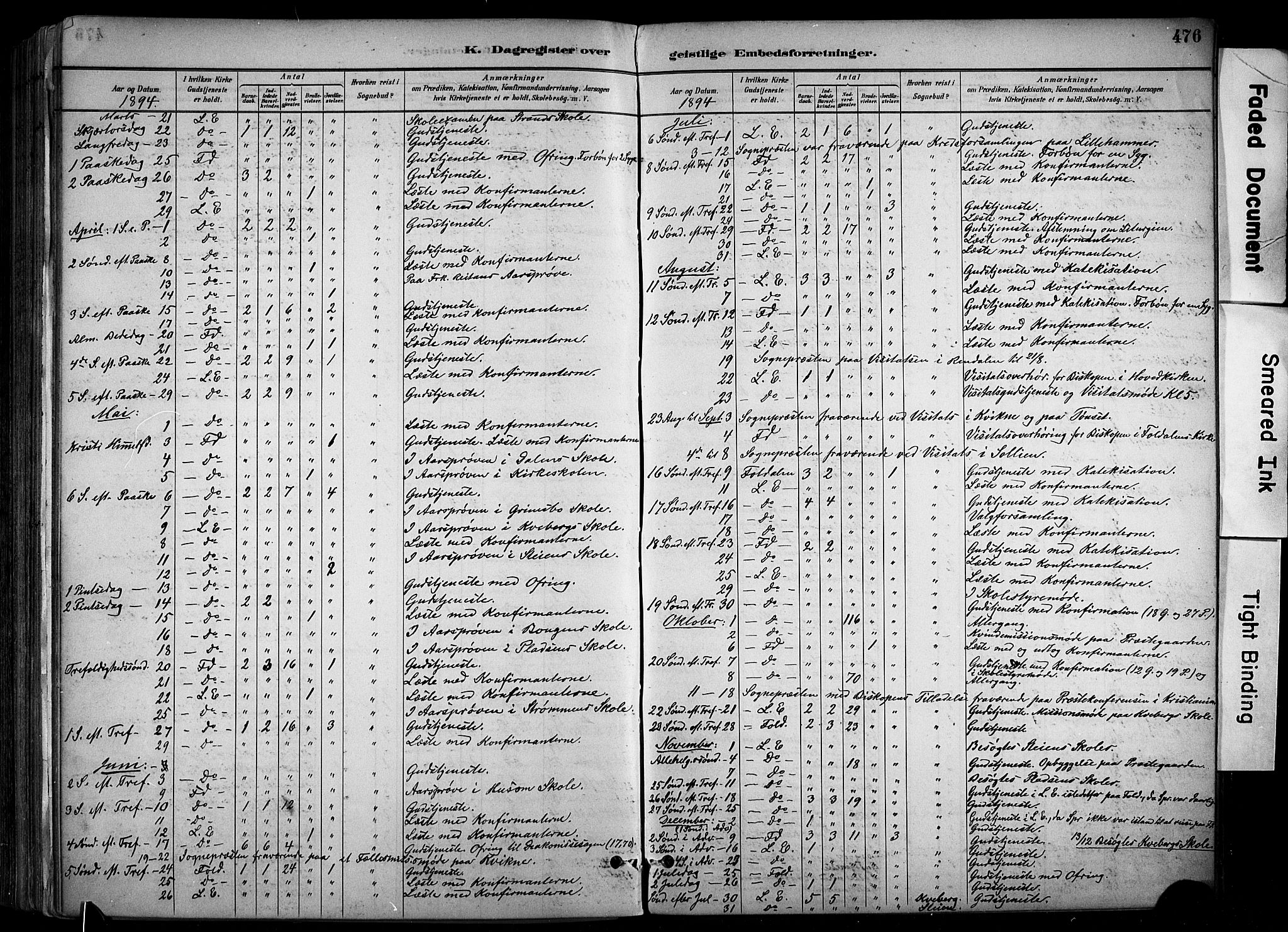 Alvdal prestekontor, AV/SAH-PREST-060/H/Ha/Haa/L0002: Parish register (official) no. 2, 1883-1906, p. 476