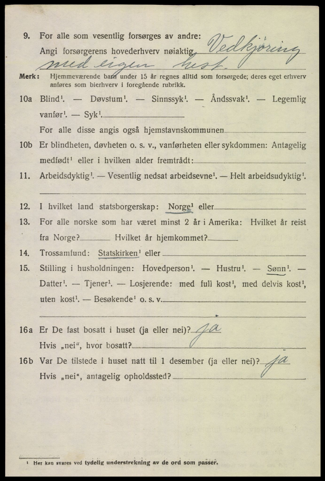 SAK, 1920 census for Tveit, 1920, p. 3501