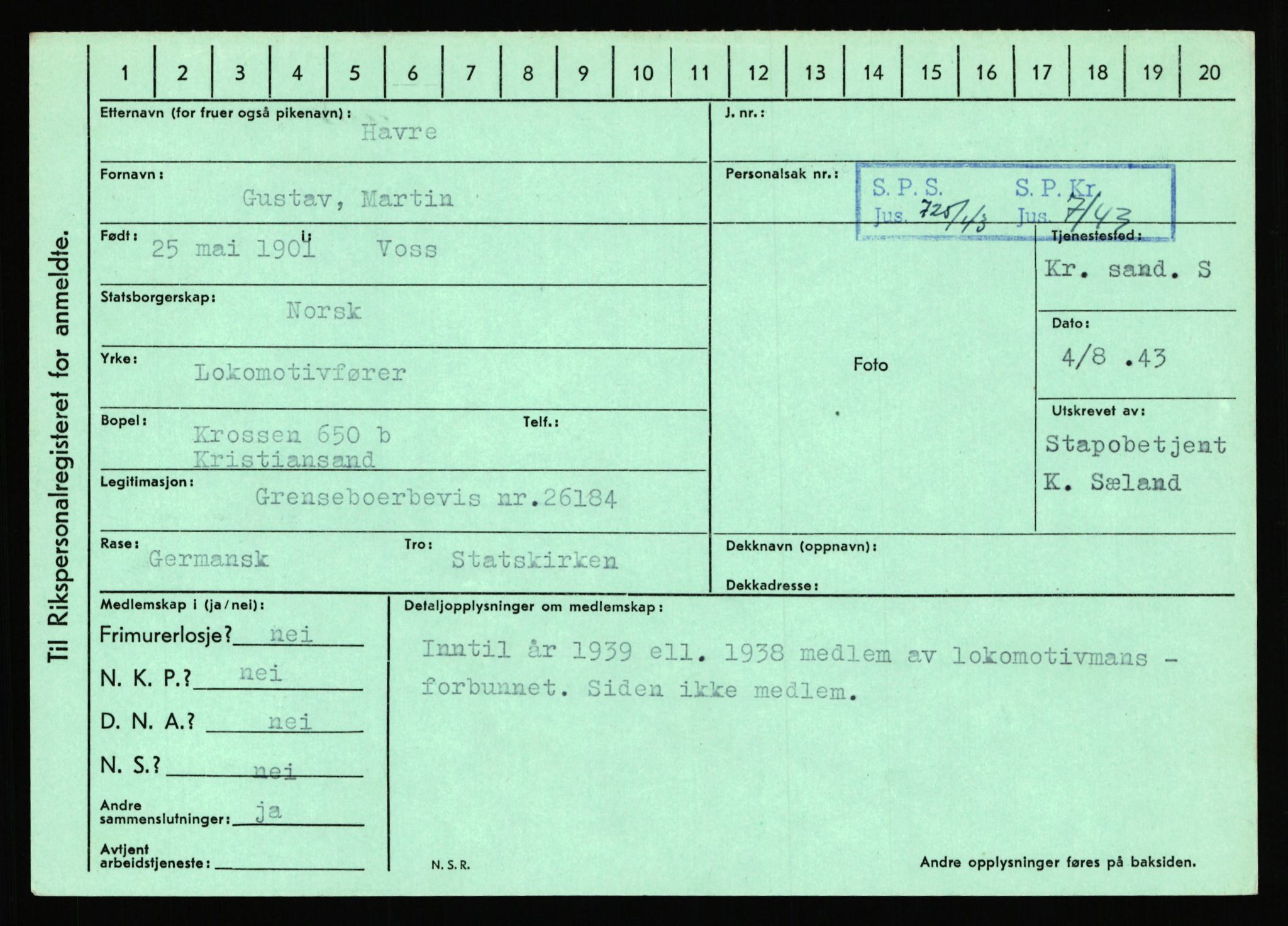 Statspolitiet - Hovedkontoret / Osloavdelingen, AV/RA-S-1329/C/Ca/L0006: Hanche - Hokstvedt, 1943-1945, p. 2819