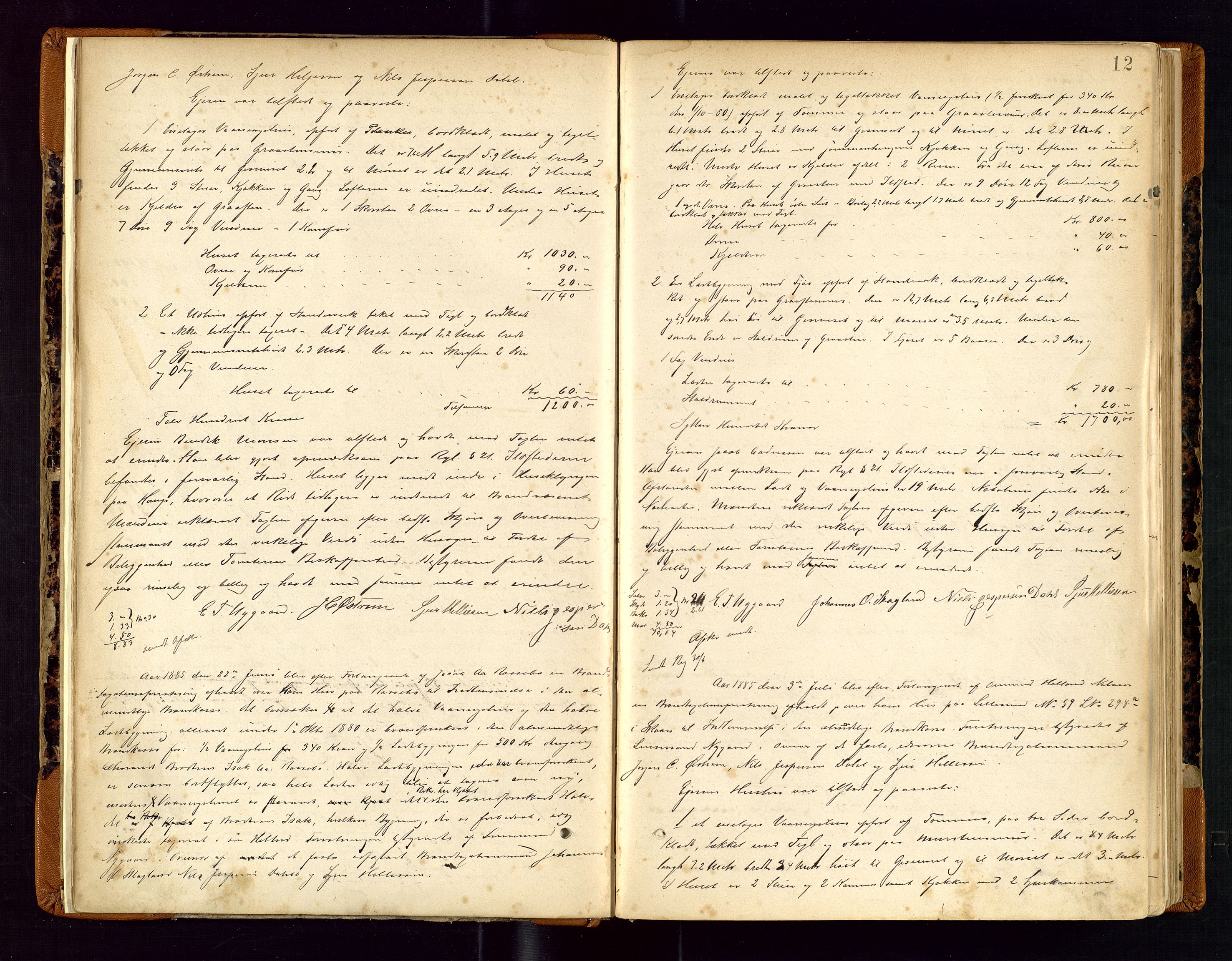 Torvestad lensmannskontor, AV/SAST-A-100307/1/Goa/L0002: "Brandtaxationsprotokol for Torvestad Thinglag", 1883-1917, p. 11b-12a