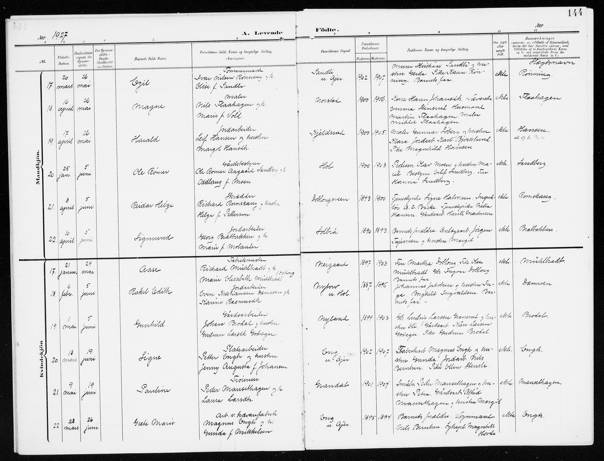 Furnes prestekontor, AV/SAH-PREST-012/K/Ka/L0001: Parish register (official) no. 1, 1907-1935, p. 144