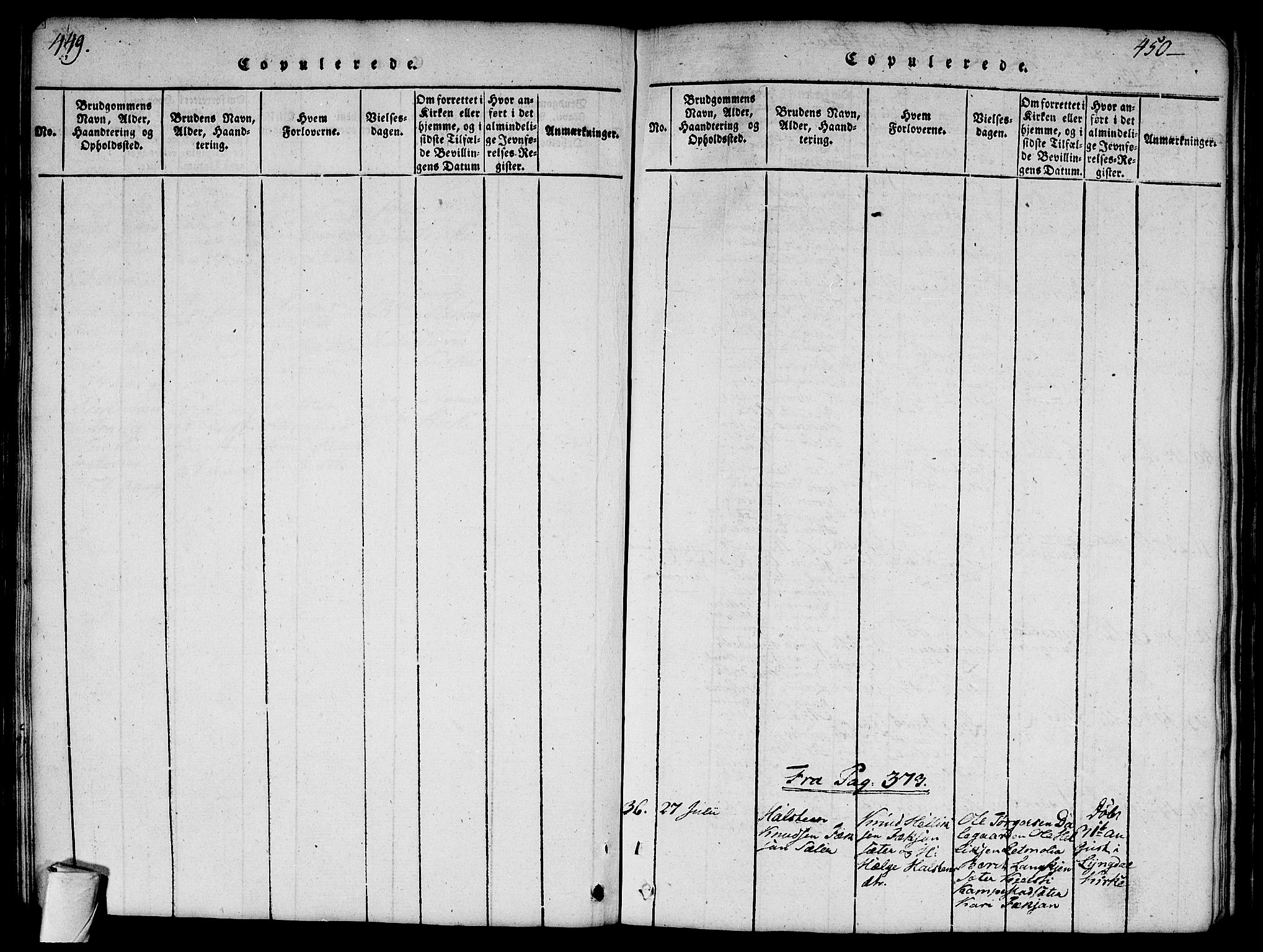 Flesberg kirkebøker, AV/SAKO-A-18/G/Ga/L0001: Parish register (copy) no. I 1, 1816-1834, p. 449-450