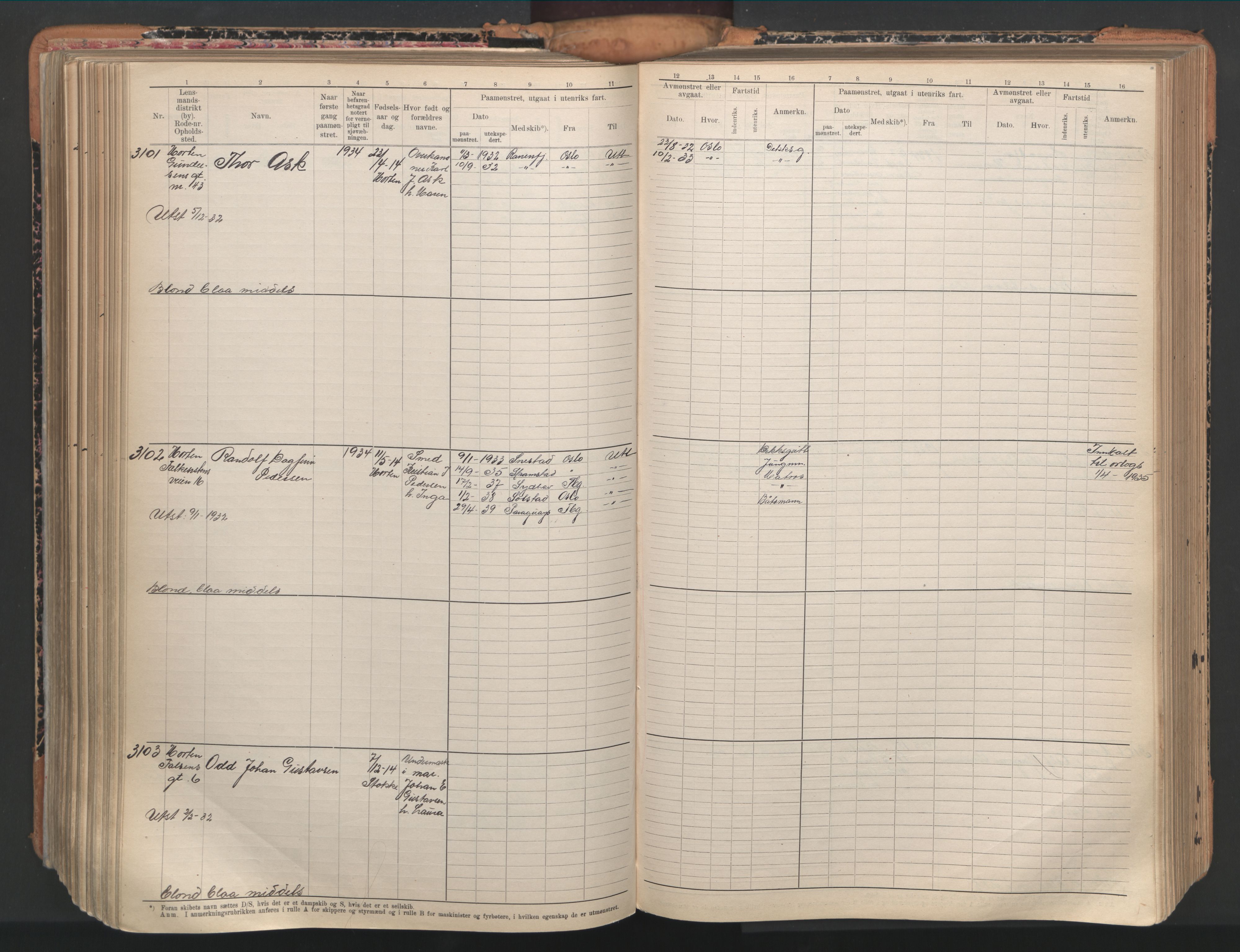 Horten innrulleringskontor, SAKO/A-785/F/Fc/L0008: Hovedrulle, 1920-1948, p. 444