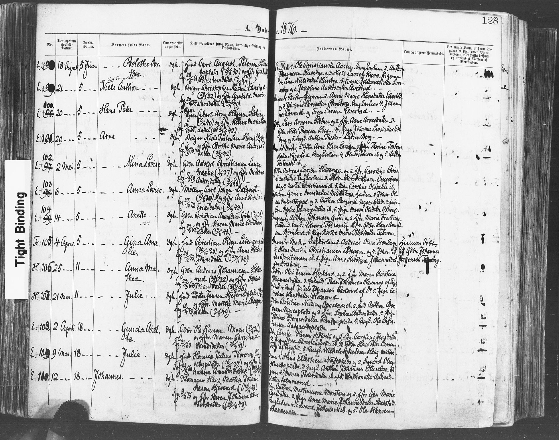 Eidsberg prestekontor Kirkebøker, SAO/A-10905/F/Fa/L0011: Parish register (official) no. I 11, 1867-1878, p. 128