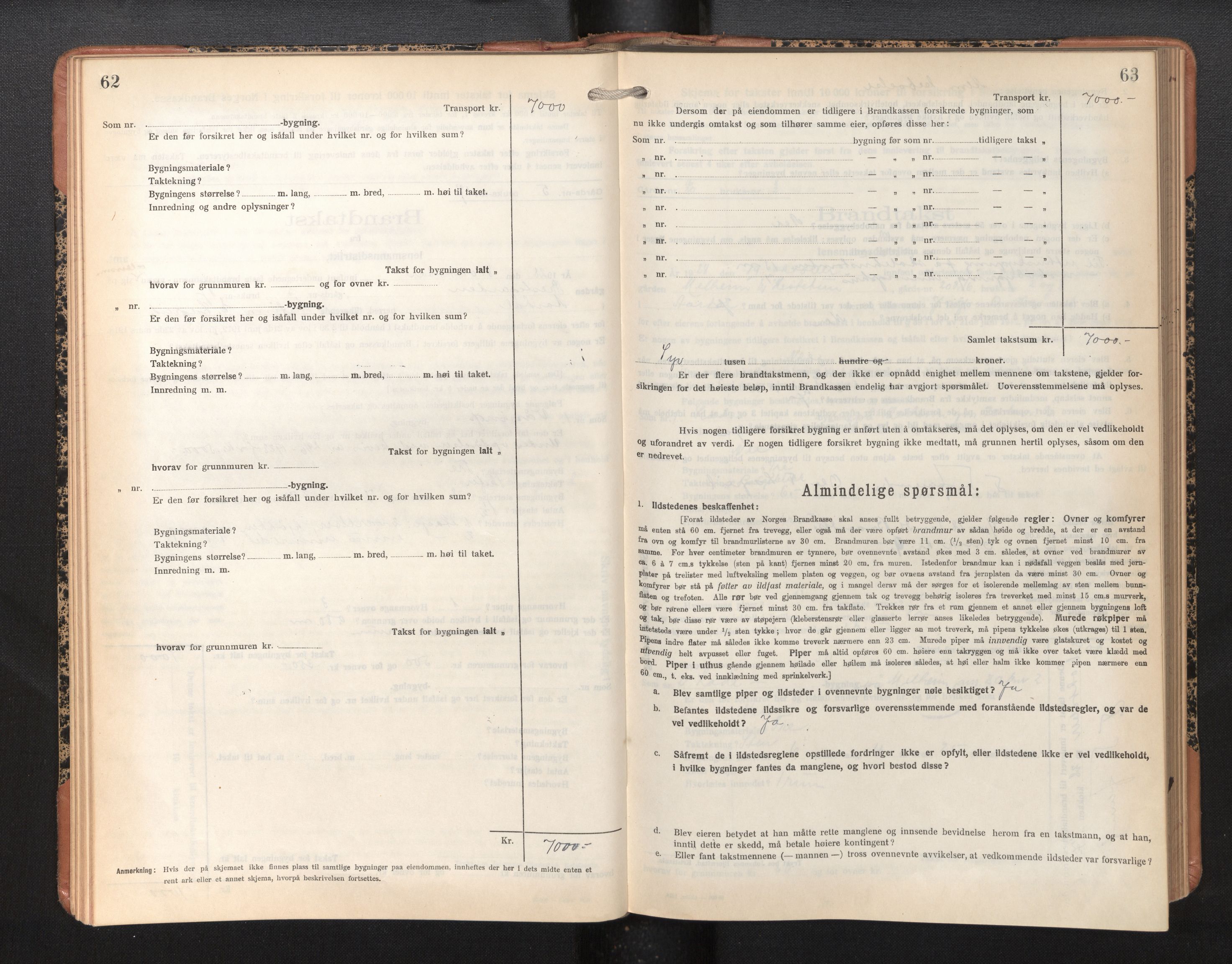 Lensmannen i Årdal, AV/SAB-A-30501/0012/L0010: Branntakstprotokoll, skjematakst, 1926-1939, p. 62-63