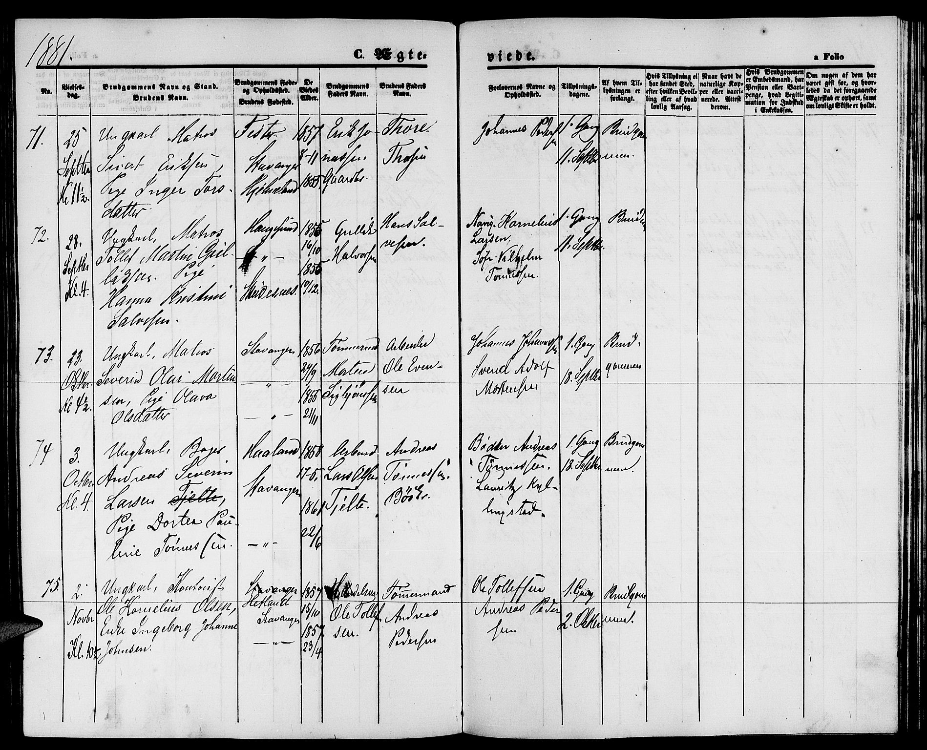 St. Petri sokneprestkontor, AV/SAST-A-101813/001/30/30BB/L0003: Parish register (copy) no. B 3, 1873-1885