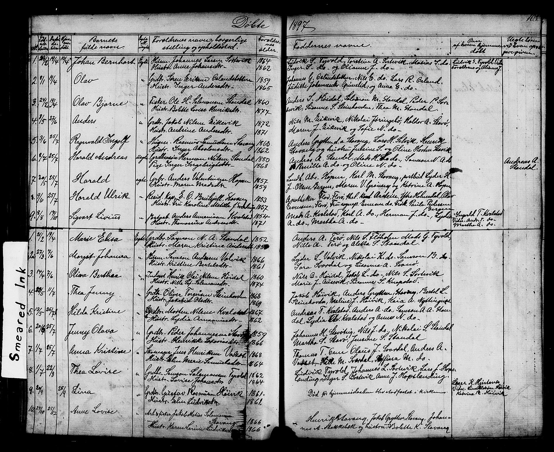 Kinn sokneprestembete, AV/SAB-A-80801/H/Hab/Habc/L0002: Parish register (copy) no. C 2, 1869-1918, p. 103