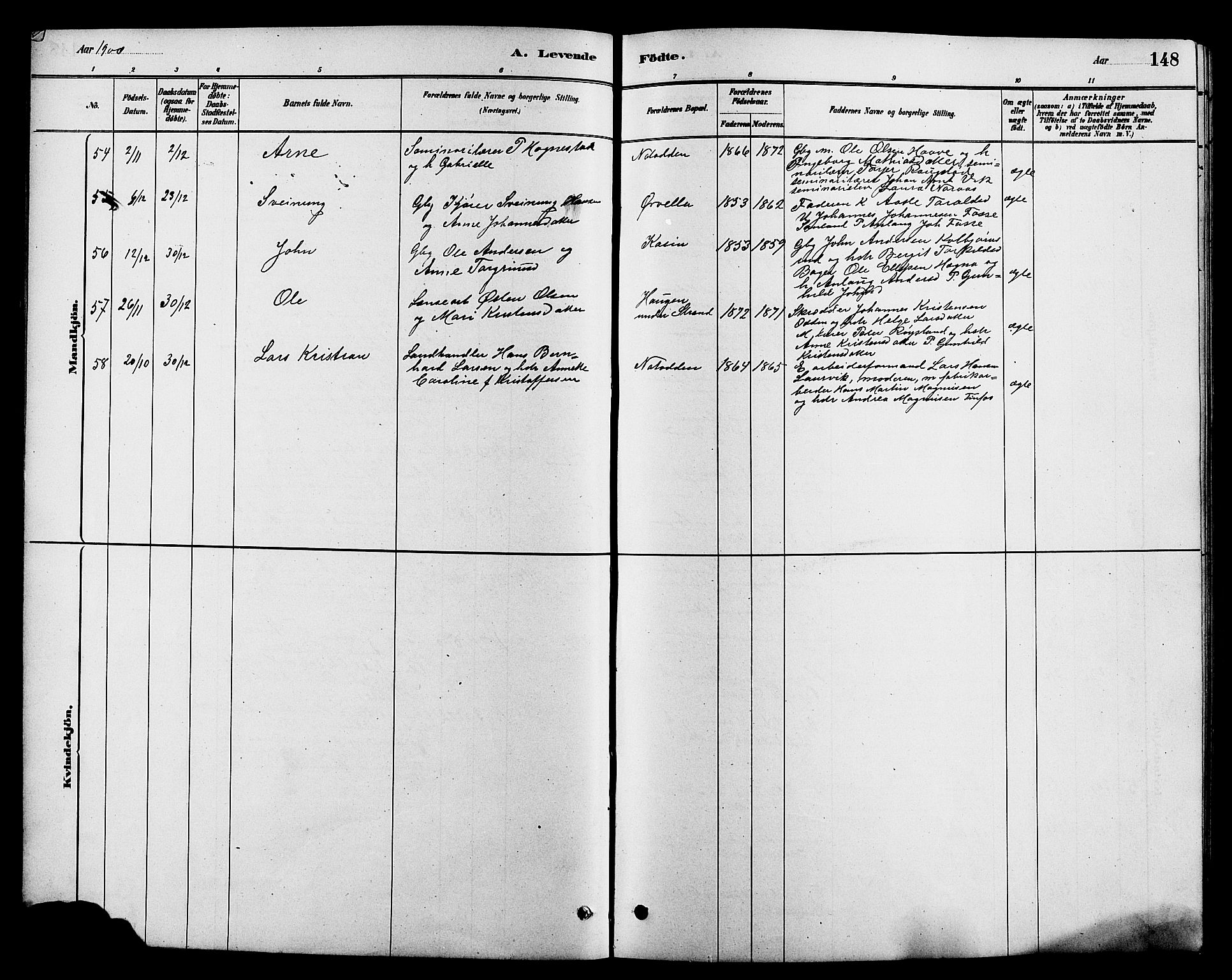 Heddal kirkebøker, SAKO/A-268/G/Ga/L0002: Parish register (copy) no. I 2, 1879-1908, p. 148
