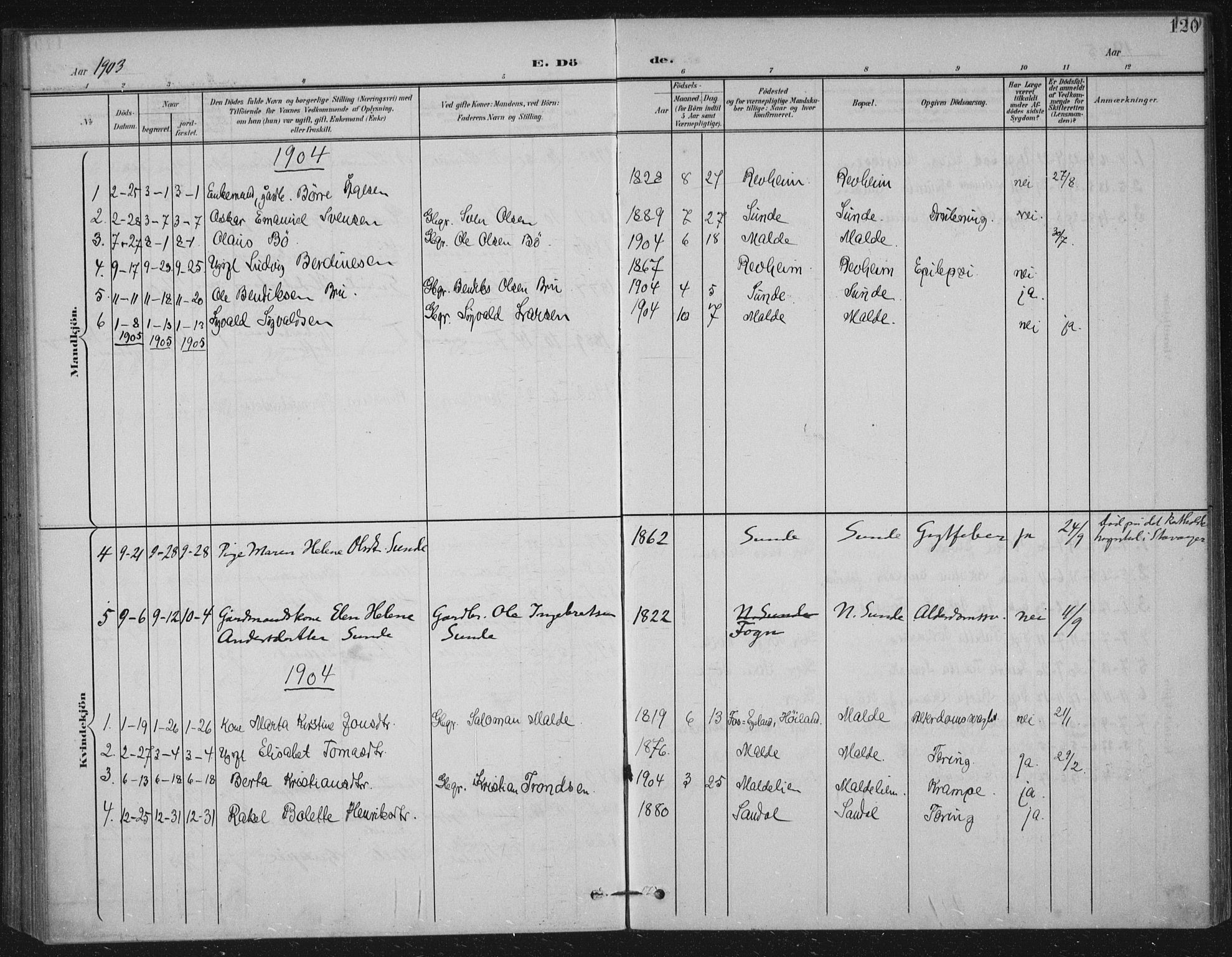 Håland sokneprestkontor, AV/SAST-A-101802/002/B/L0001: Parish register (official) no. A 13, 1901-1923, p. 120