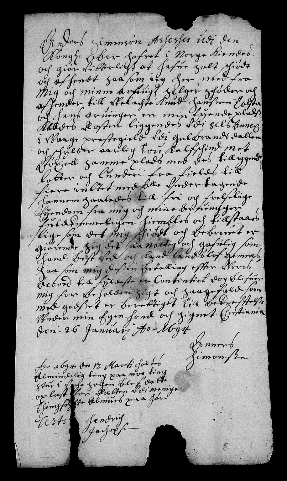 Stattholderembetet 1572-1771, AV/RA-EA-2870/Af/L0003: Avskrifter av vedlegg til originale supplikker, nummerert i samsvar med supplikkbøkene, 1689-1691, p. 60