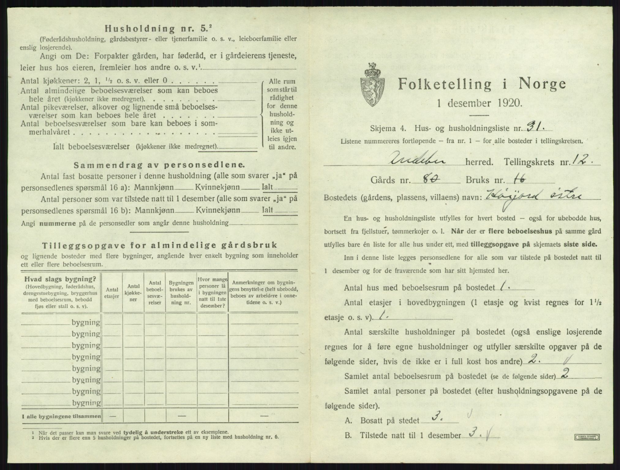 SAKO, 1920 census for Andebu, 1920, p. 710