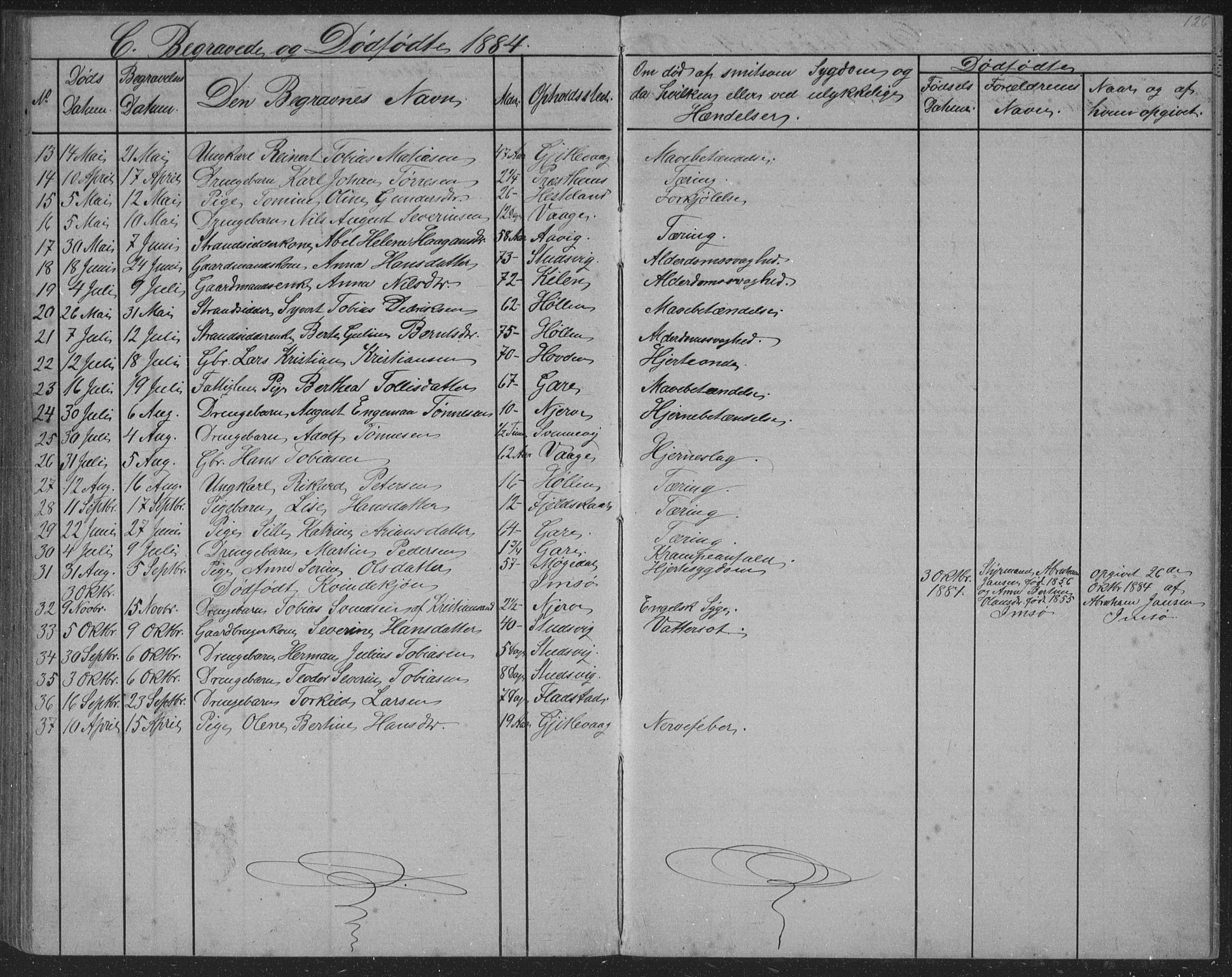 Sør-Audnedal sokneprestkontor, SAK/1111-0039/F/Fb/Fba/L0003: Parish register (copy) no. B 3, 1879-1893, p. 126