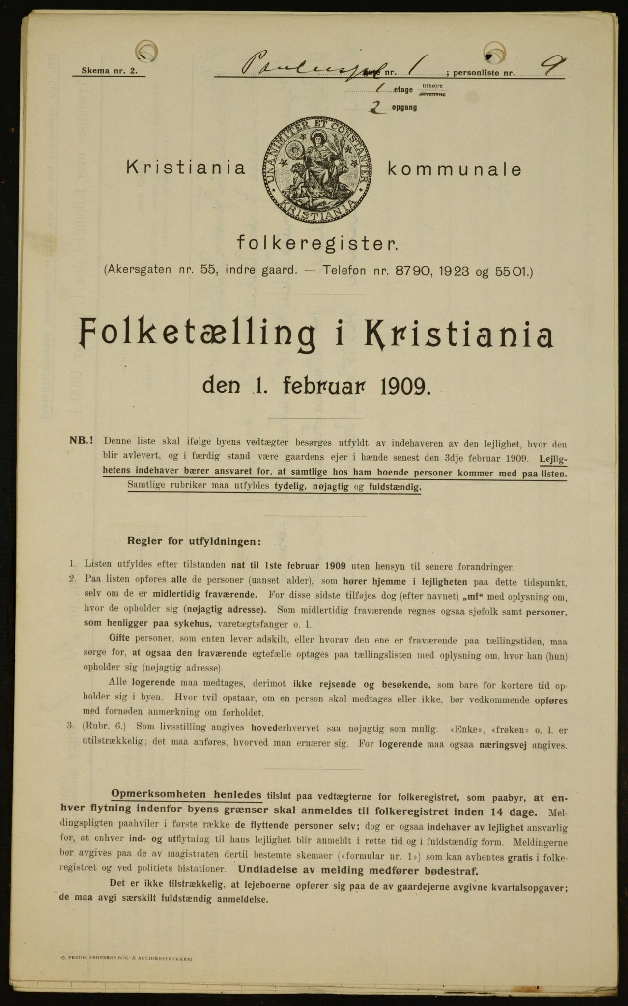 OBA, Municipal Census 1909 for Kristiania, 1909, p. 71118