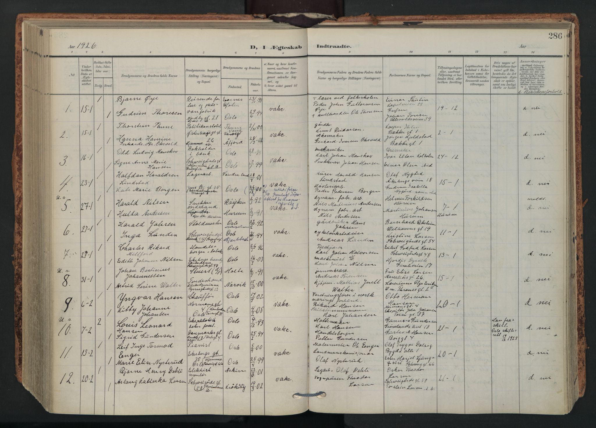 Grønland prestekontor Kirkebøker, SAO/A-10848/F/Fa/L0017: Parish register (official) no. 17, 1906-1934, p. 286