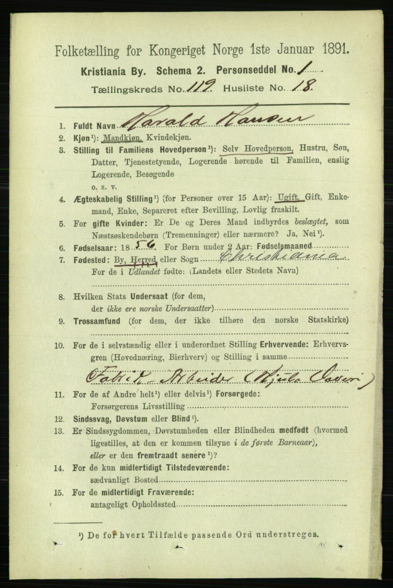 RA, 1891 census for 0301 Kristiania, 1891, p. 63891