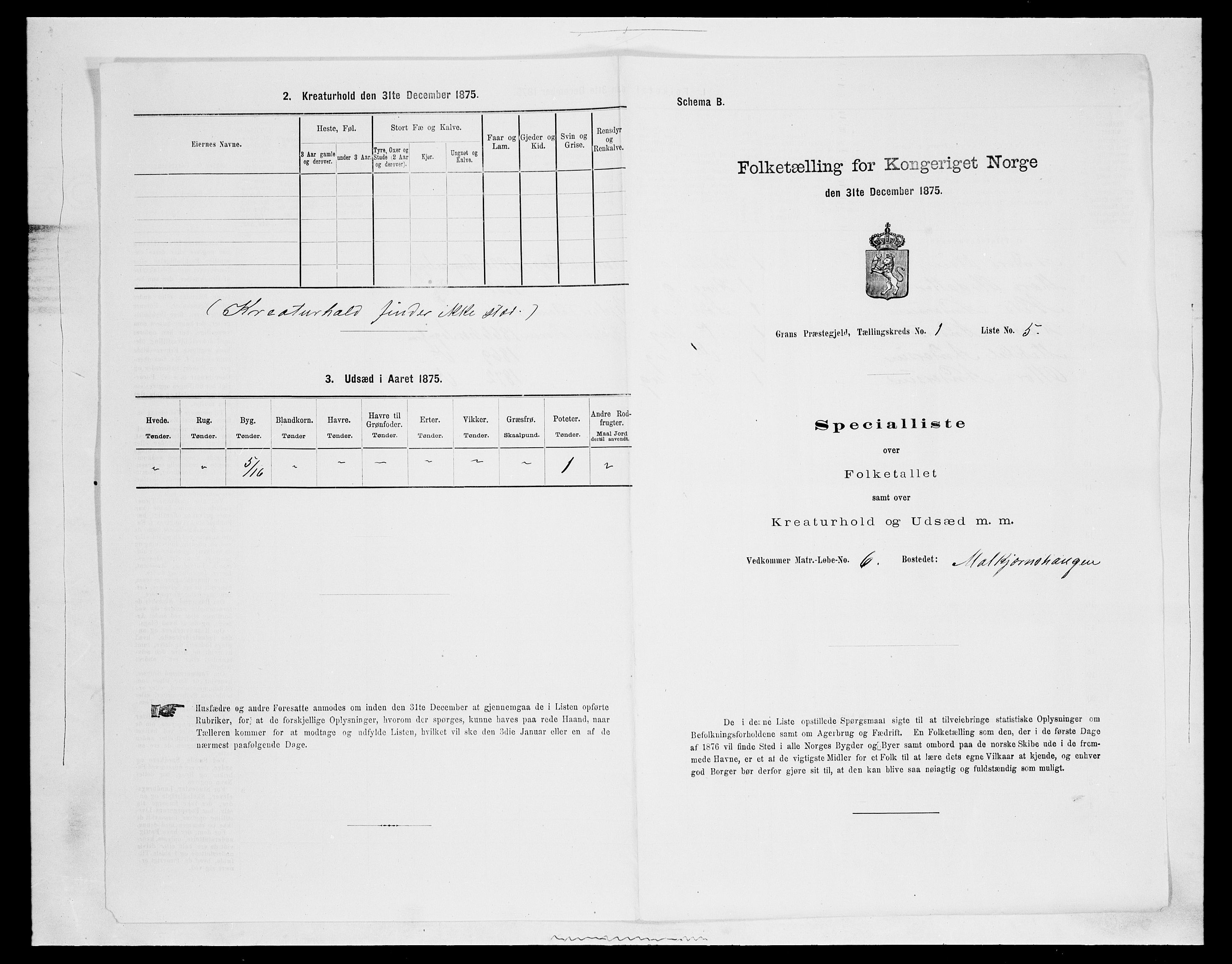 SAH, 1875 census for 0534P Gran, 1875, p. 151