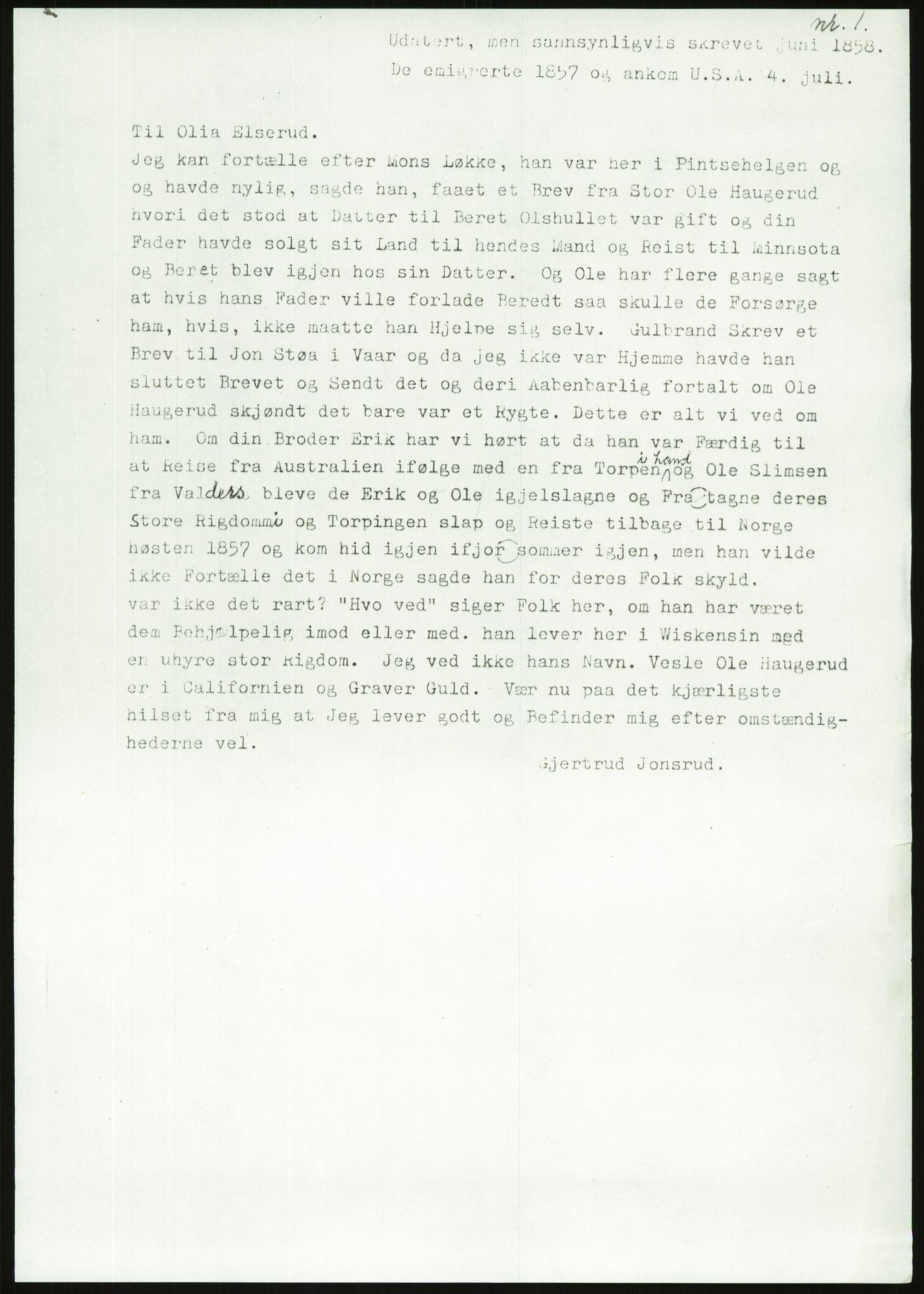 Samlinger til kildeutgivelse, Amerikabrevene, RA/EA-4057/F/L0018: Innlån fra Buskerud: Elsrud, 1838-1914, p. 711