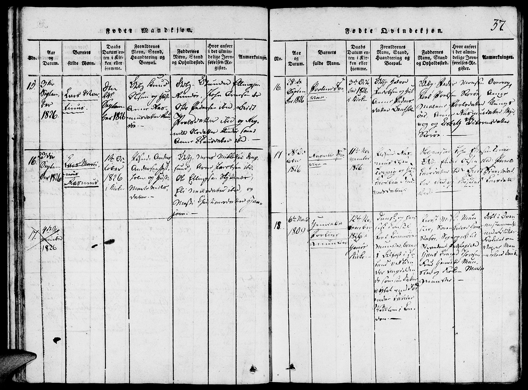 Ministerialprotokoller, klokkerbøker og fødselsregistre - Møre og Romsdal, SAT/A-1454/507/L0069: Parish register (official) no. 507A04, 1816-1841, p. 37