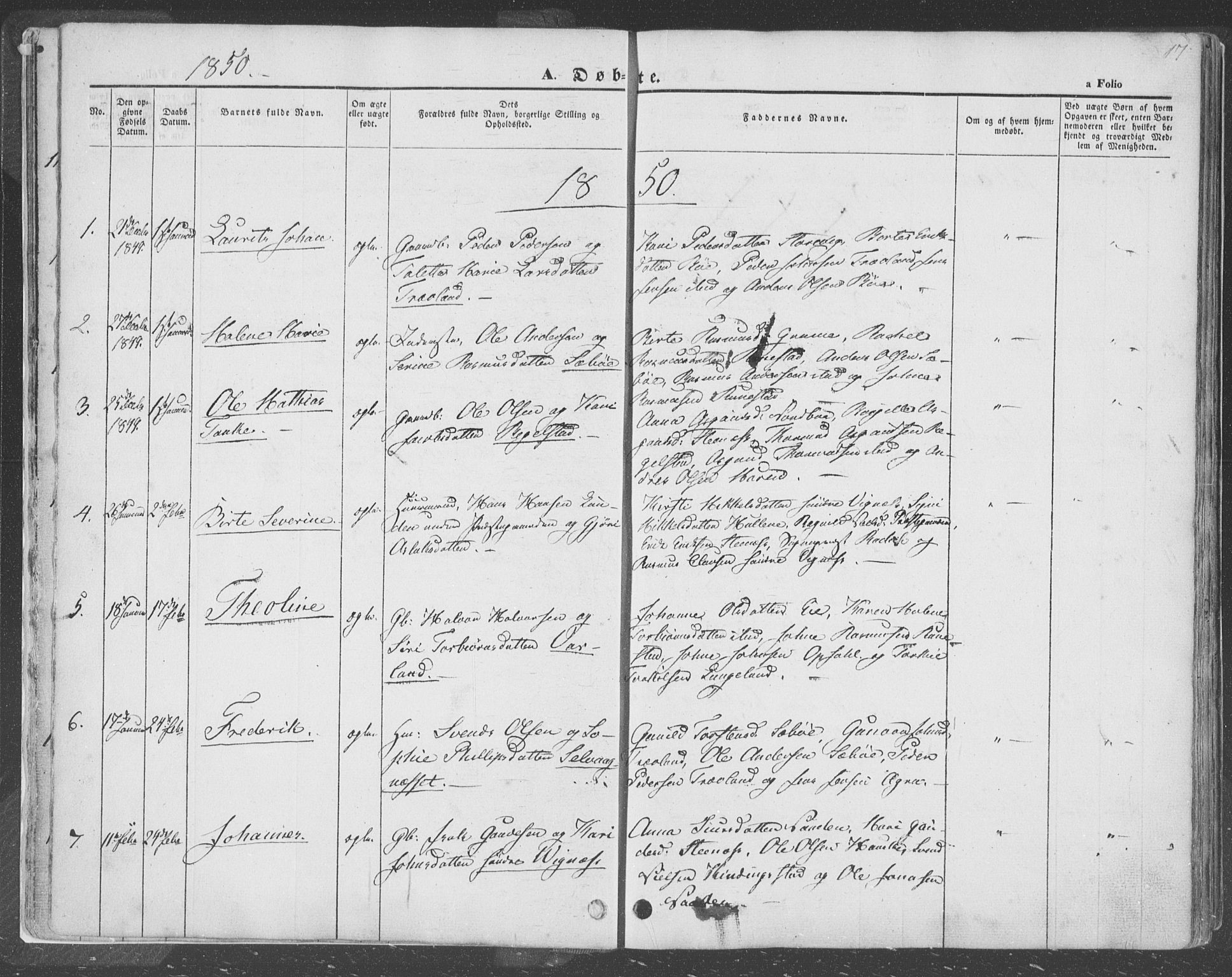 Finnøy sokneprestkontor, SAST/A-101825/H/Ha/Haa/L0007: Parish register (official) no. A 7, 1847-1862, p. 17