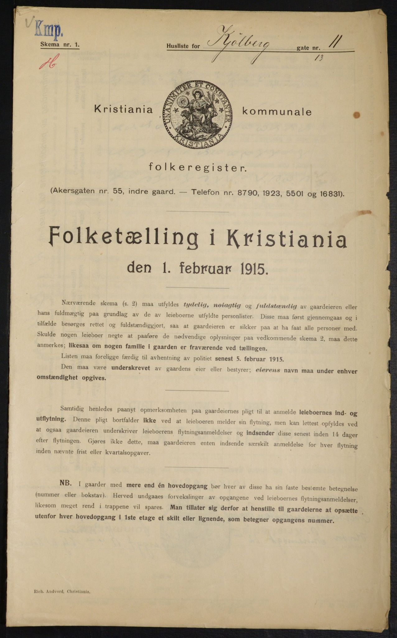 OBA, Municipal Census 1915 for Kristiania, 1915, p. 51030