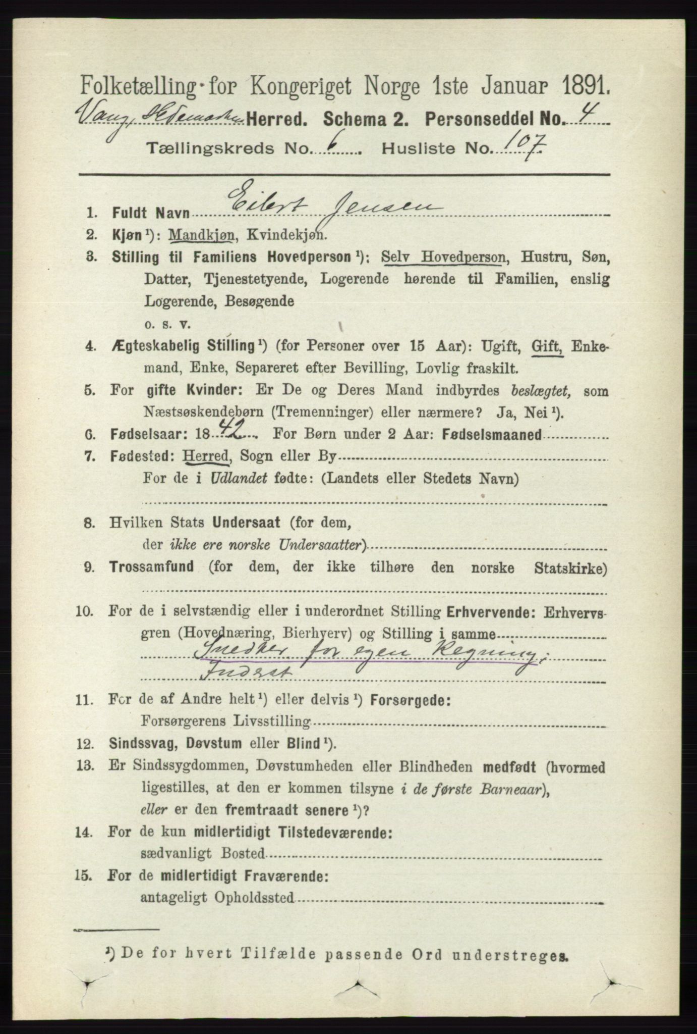 RA, 1891 census for 0414 Vang, 1891, p. 4904