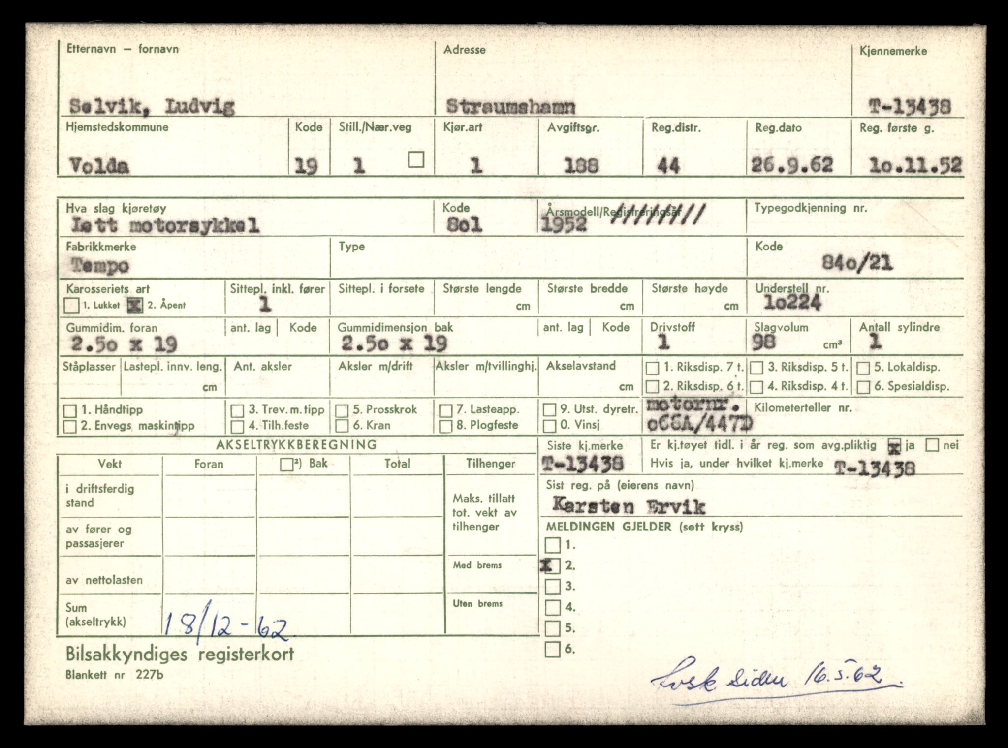 Møre og Romsdal vegkontor - Ålesund trafikkstasjon, AV/SAT-A-4099/F/Fe/L0039: Registreringskort for kjøretøy T 13361 - T 13530, 1927-1998, p. 1295