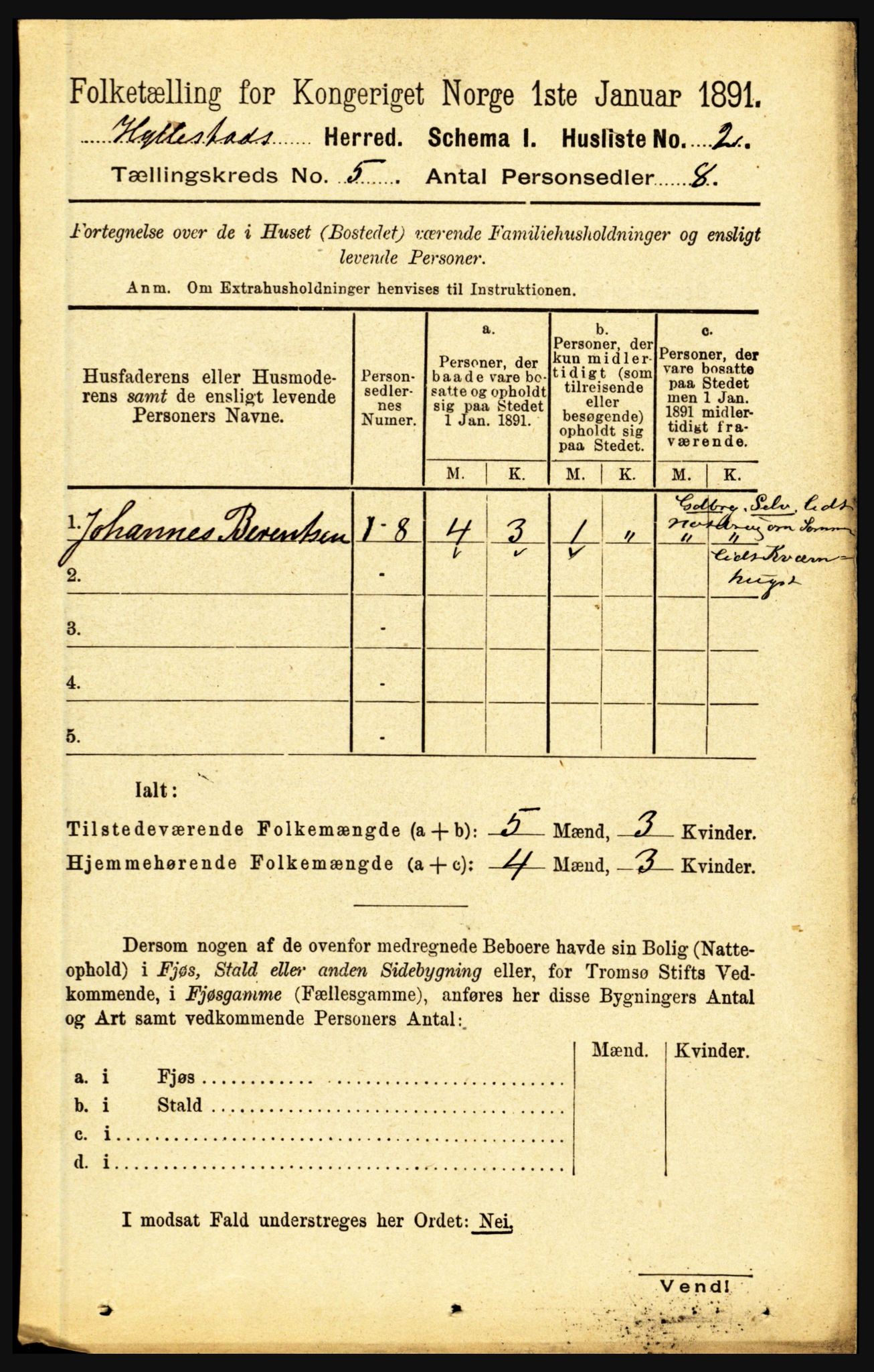 RA, 1891 census for 1413 Hyllestad, 1891, p. 777