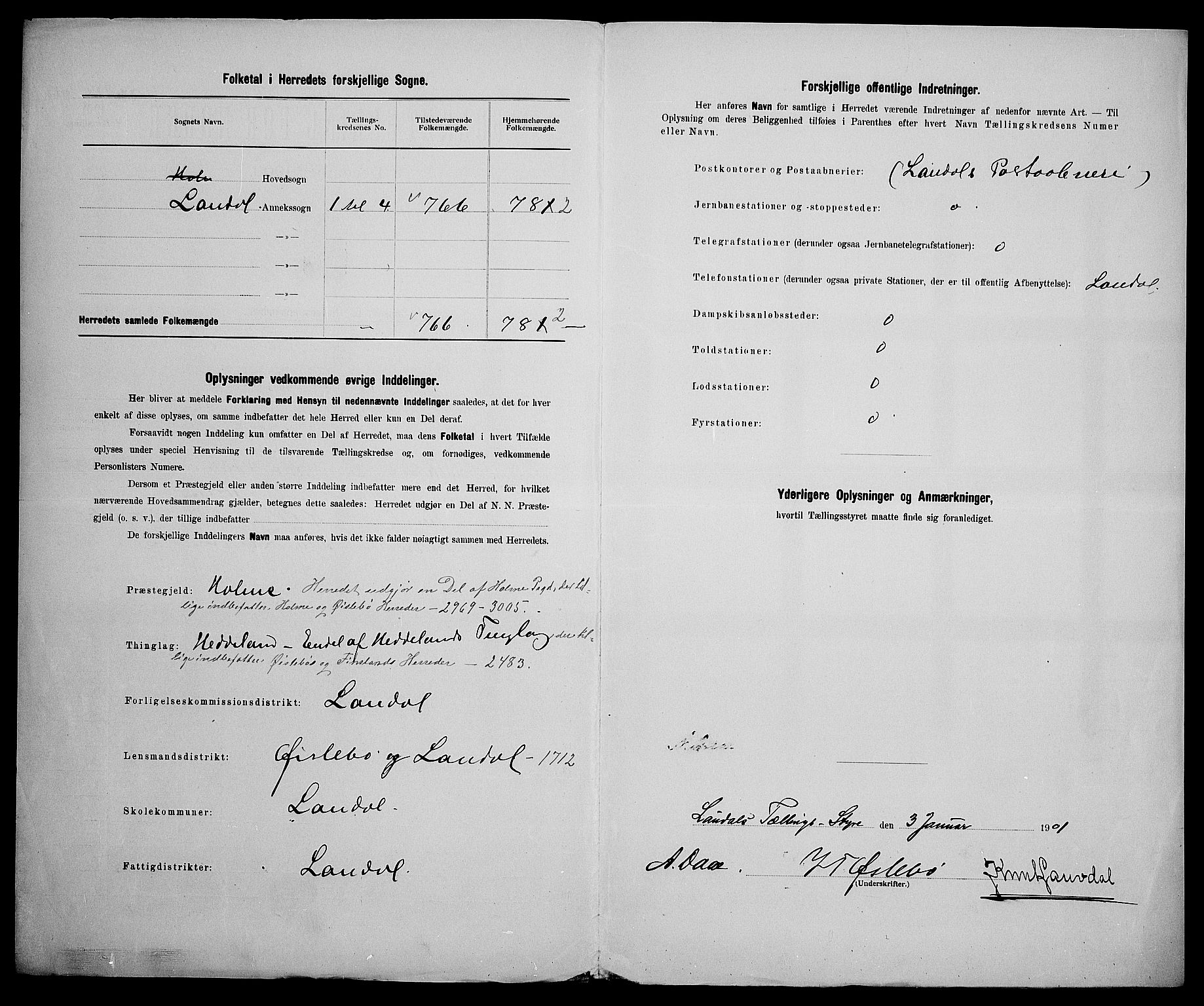 SAK, 1900 census for Laudal, 1900, p. 3