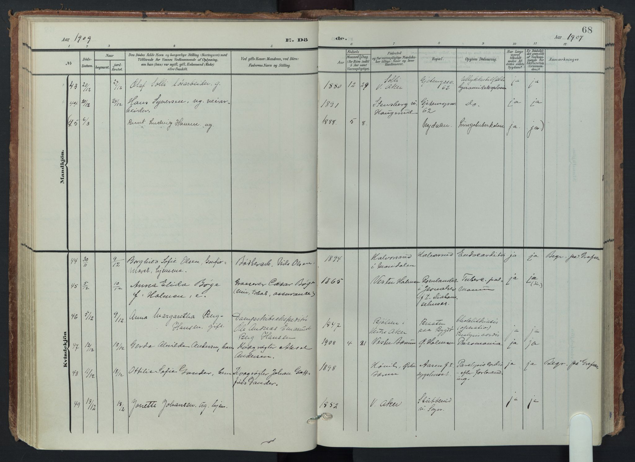 Vestre Aker prestekontor Kirkebøker, AV/SAO-A-10025/F/Fa/L0016: Parish register (official) no. 16, 1904-1926, p. 68
