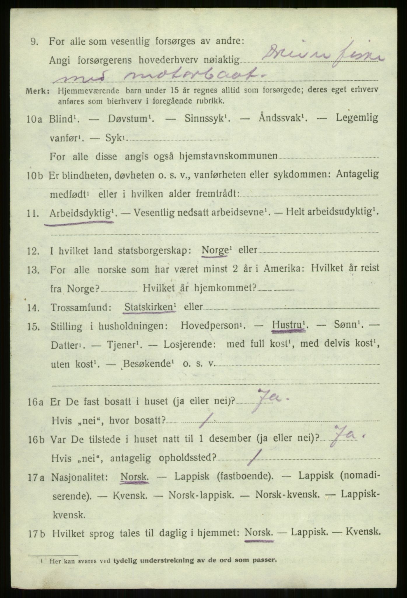 SATØ, 1920 census for Tranøy, 1920, p. 1158