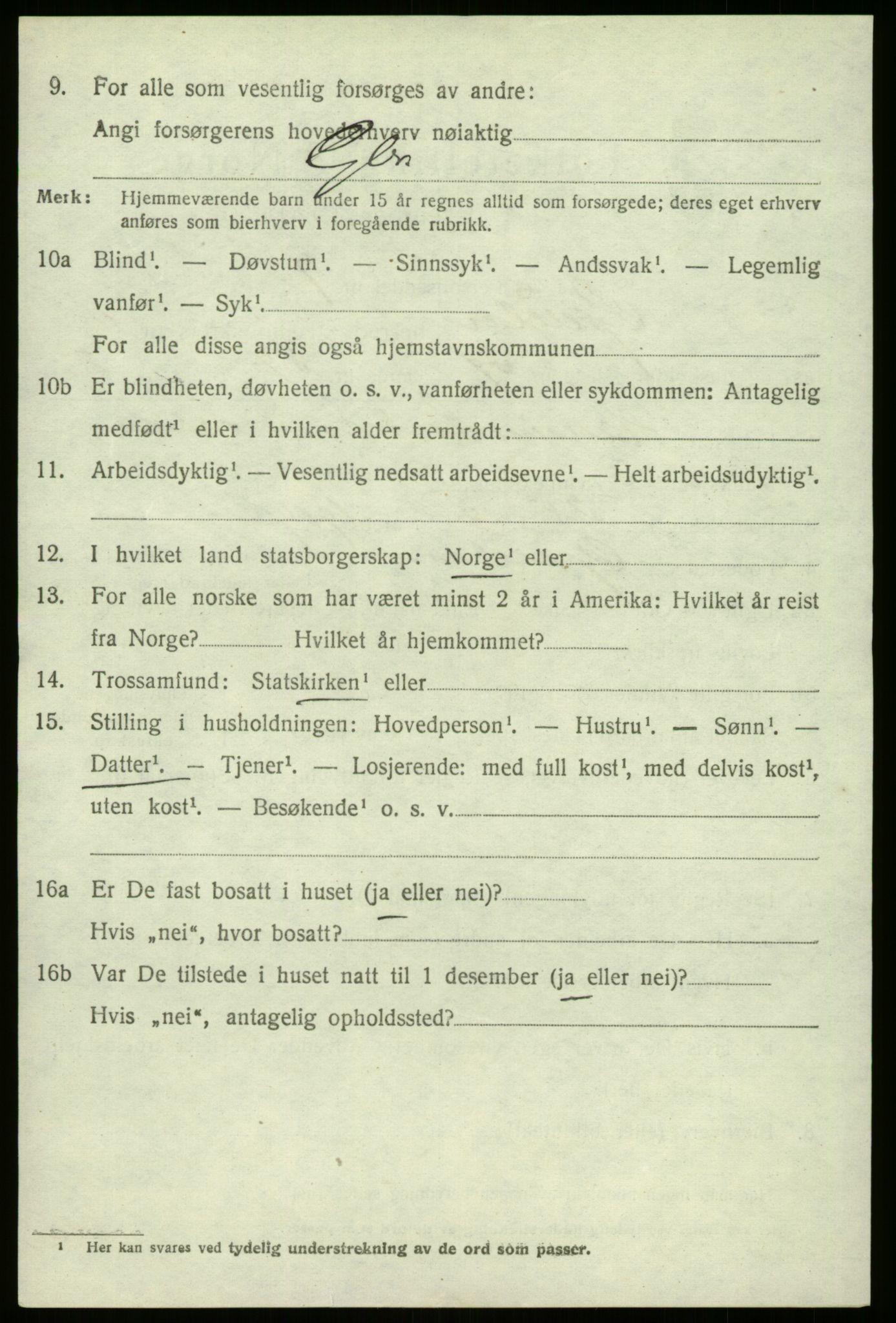 SAB, 1920 census for Gaular, 1920, p. 5591