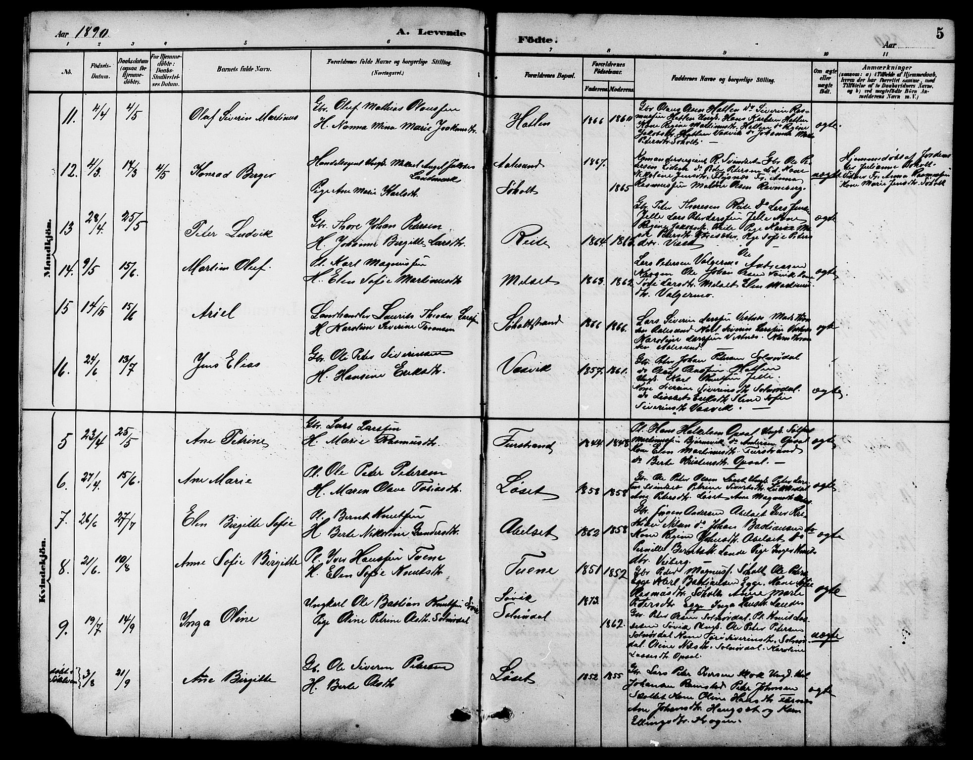 Ministerialprotokoller, klokkerbøker og fødselsregistre - Møre og Romsdal, AV/SAT-A-1454/522/L0327: Parish register (copy) no. 522C06, 1890-1915, p. 5