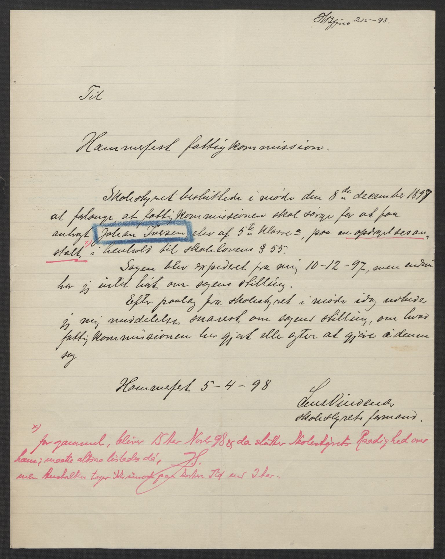 Falstad skolehjem, AV/RA-S-1676/E/Eb/L0002: Elevmapper løpenr. 42-61, 1898-1907, p. 119