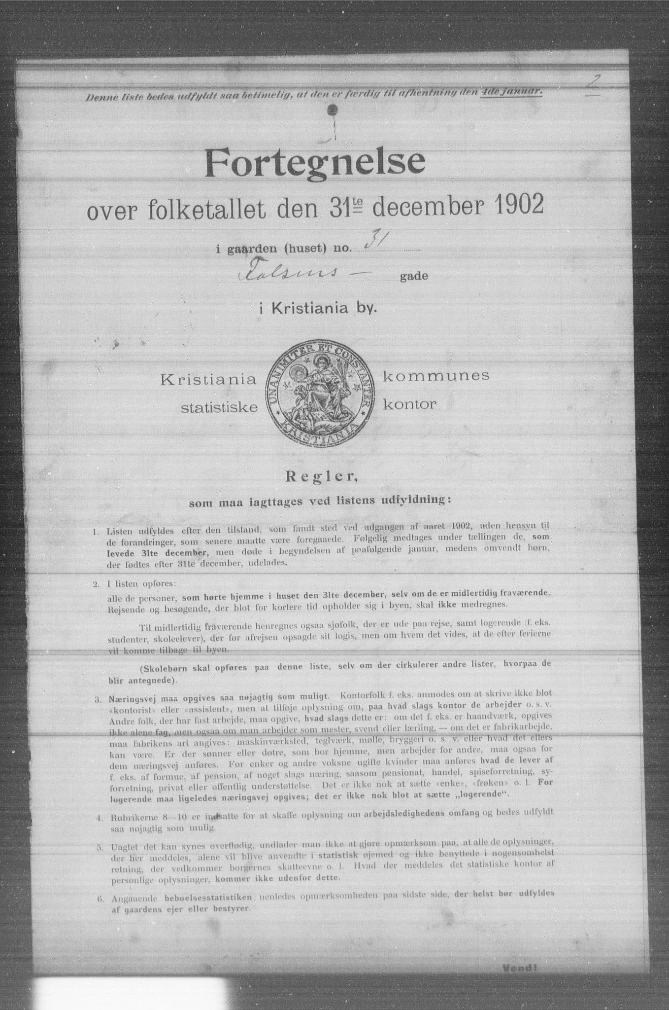 OBA, Municipal Census 1902 for Kristiania, 1902, p. 4612