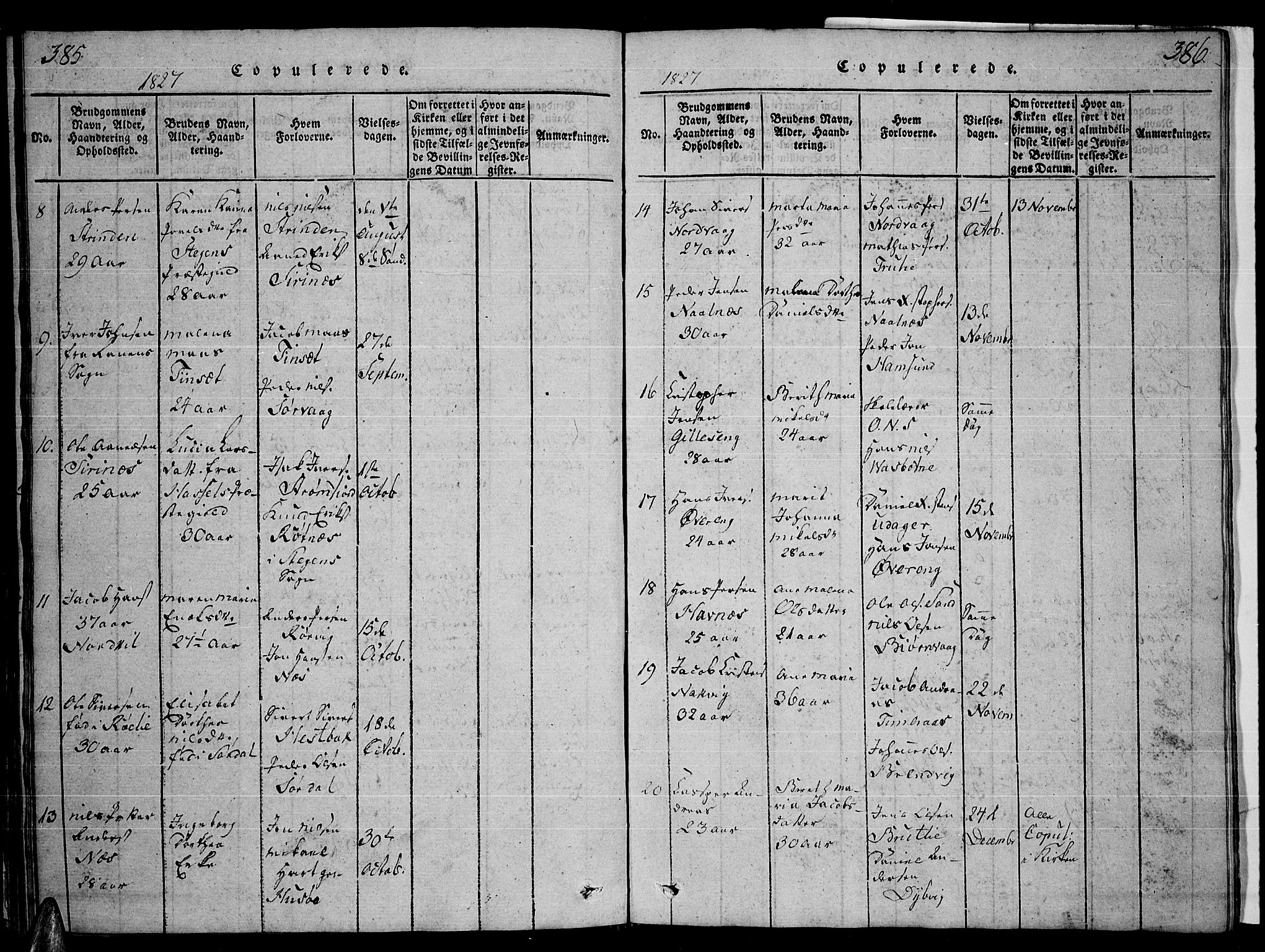 Ministerialprotokoller, klokkerbøker og fødselsregistre - Nordland, AV/SAT-A-1459/859/L0855: Parish register (copy) no. 859C01, 1821-1839, p. 385-386