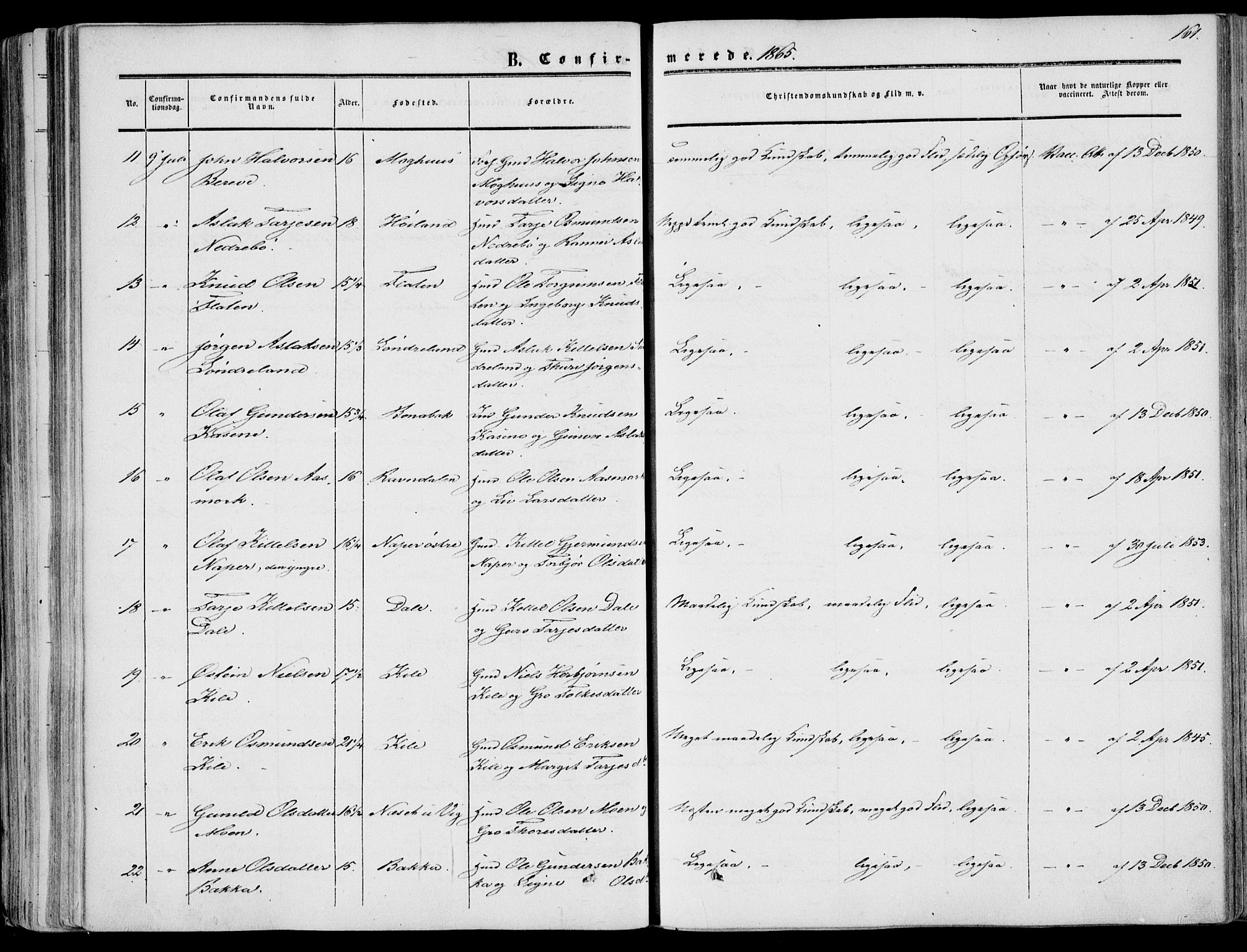 Fyresdal kirkebøker, SAKO/A-263/F/Fa/L0005: Parish register (official) no. I 5, 1855-1871, p. 161