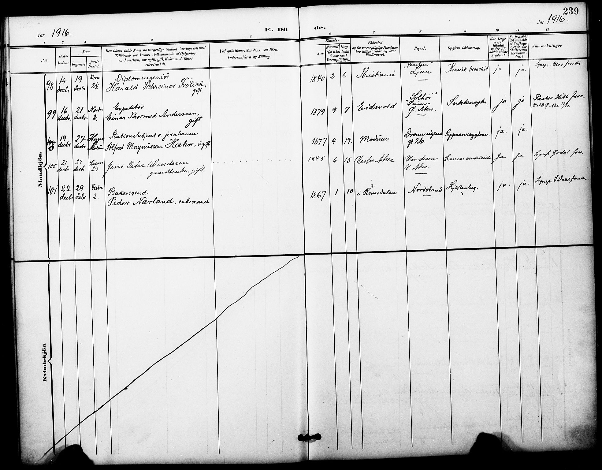 Oslo domkirke Kirkebøker, AV/SAO-A-10752/F/Fa/L0036: Parish register (official) no. 36, 1901-1919, p. 239