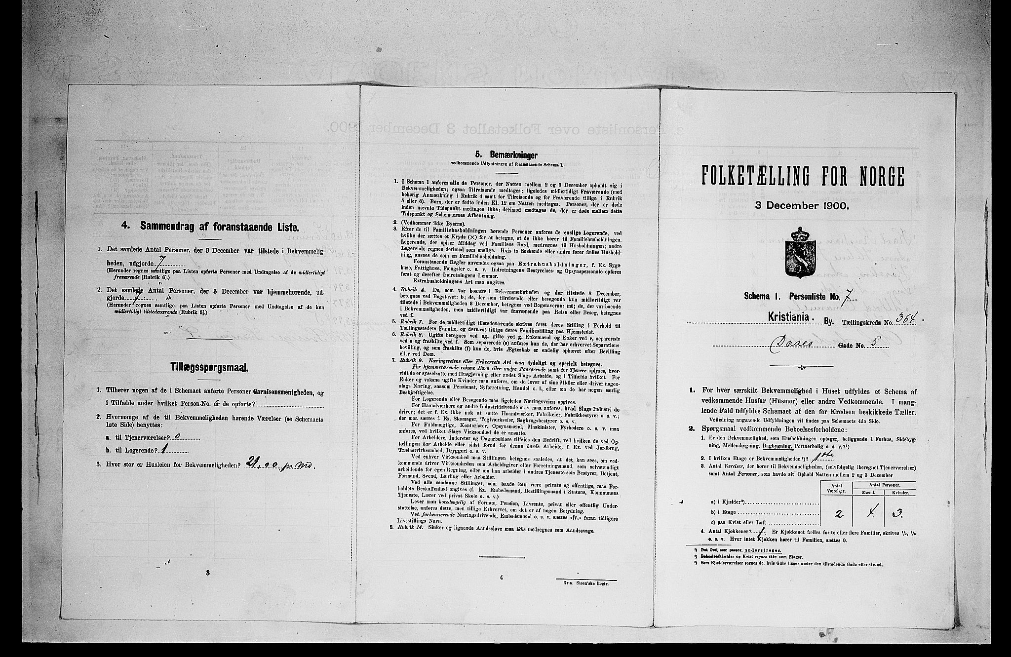 SAO, 1900 census for Kristiania, 1900, p. 14292