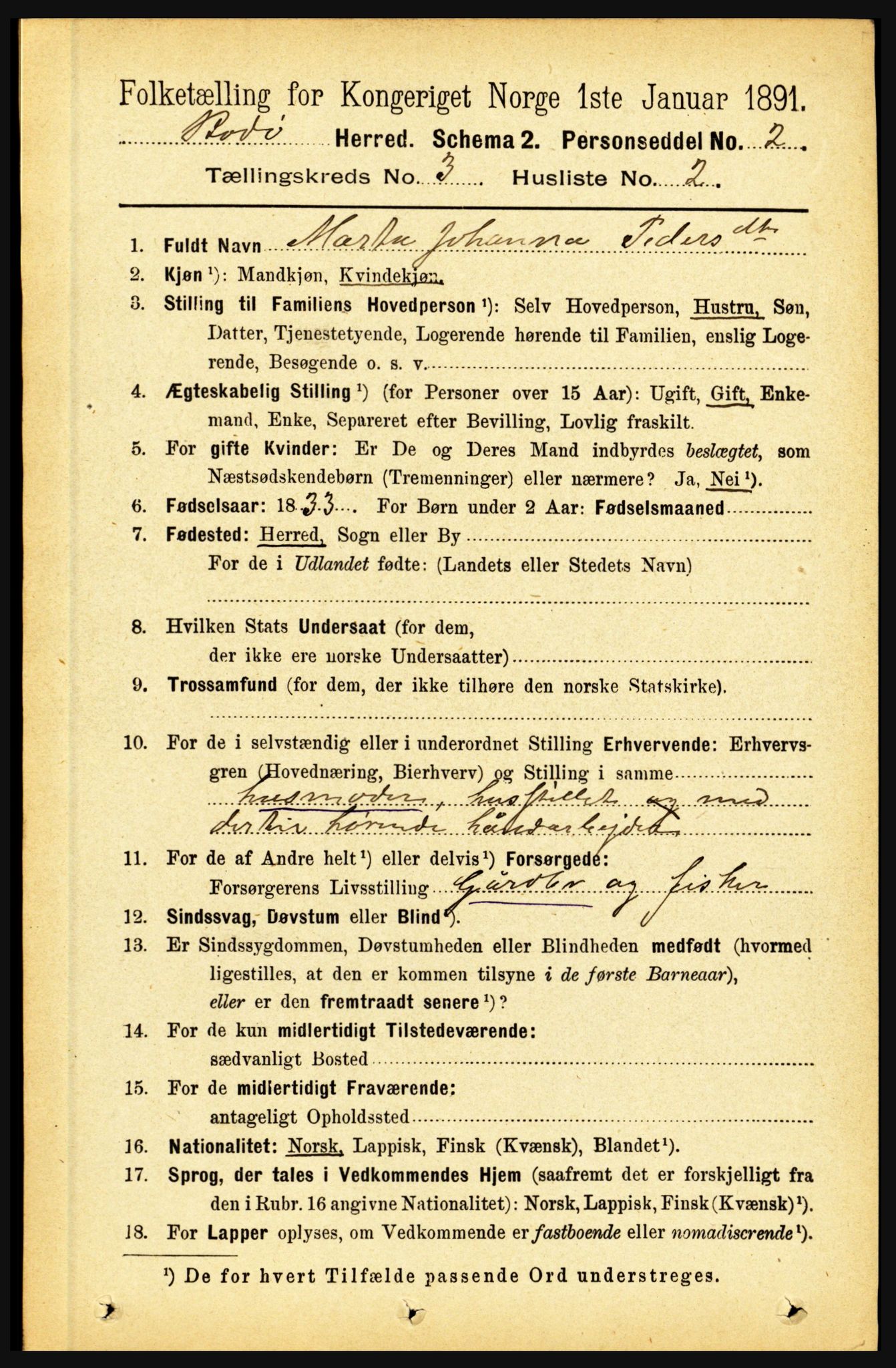 RA, 1891 census for 1843 Bodø, 1891, p. 1596