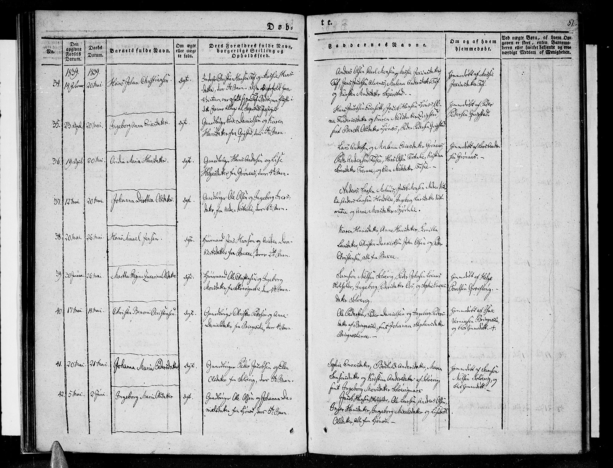 Ministerialprotokoller, klokkerbøker og fødselsregistre - Nordland, AV/SAT-A-1459/852/L0737: Parish register (official) no. 852A07, 1833-1849, p. 51