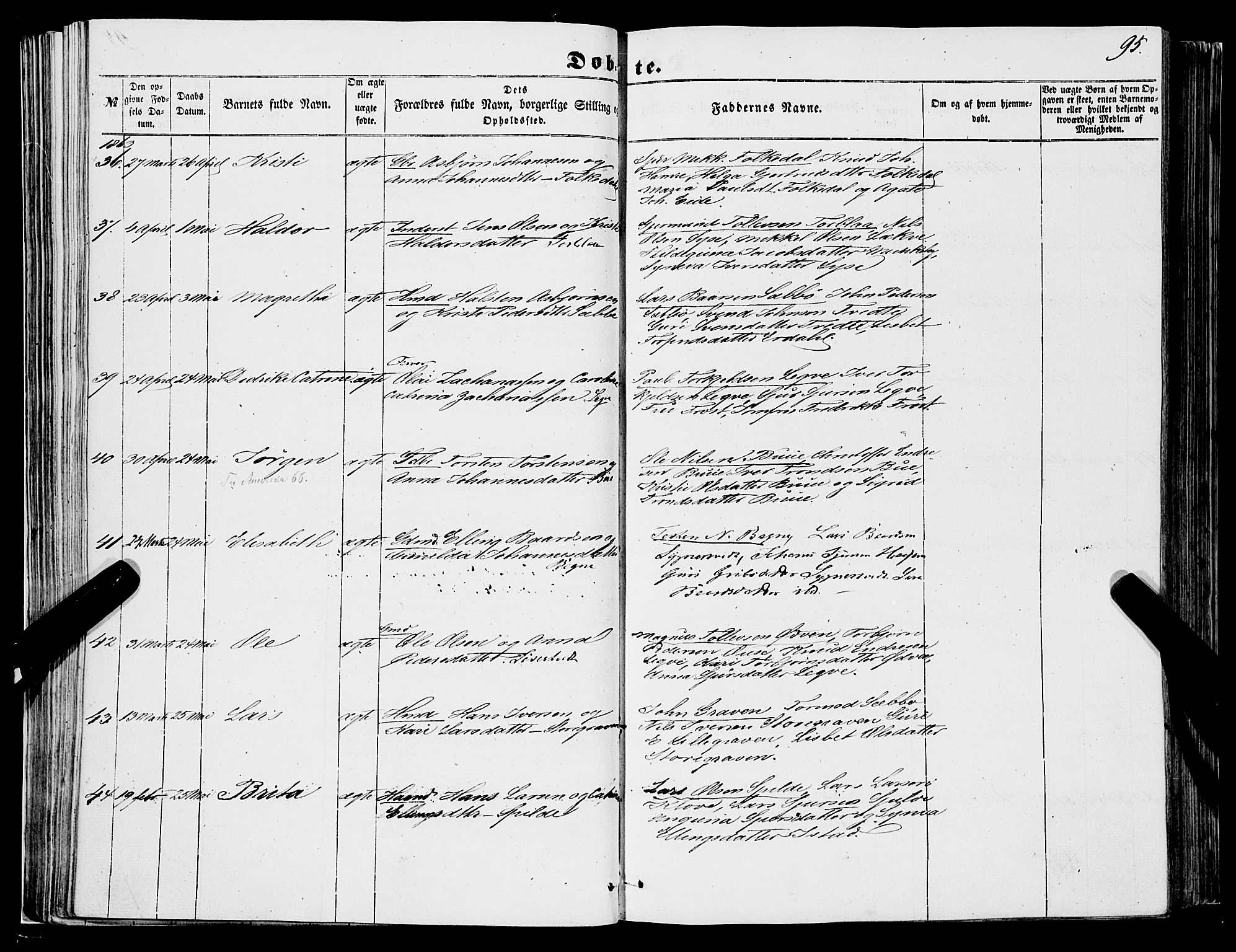 Ulvik sokneprestembete, SAB/A-78801/H/Haa: Parish register (official) no. A 13, 1853-1863, p. 95