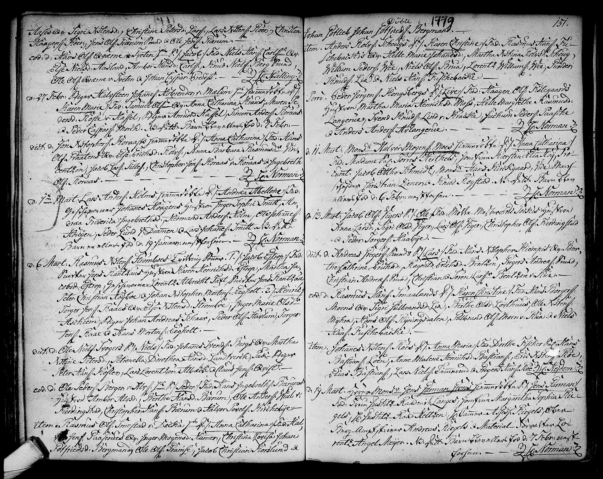 Kongsberg kirkebøker, AV/SAKO-A-22/F/Fa/L0005: Parish register (official) no. I 5, 1769-1782, p. 151