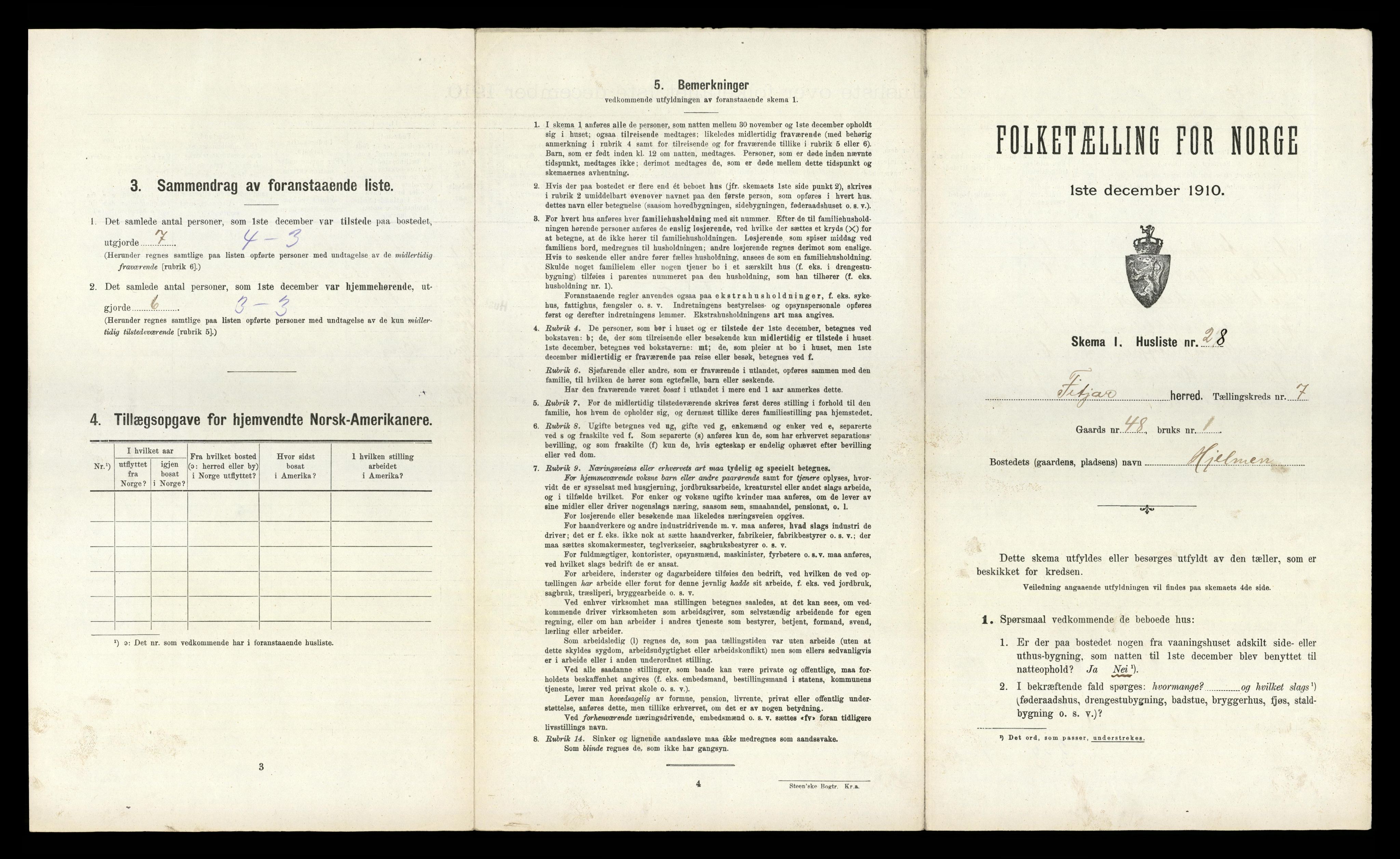 RA, 1910 census for Fitjar, 1910, p. 447