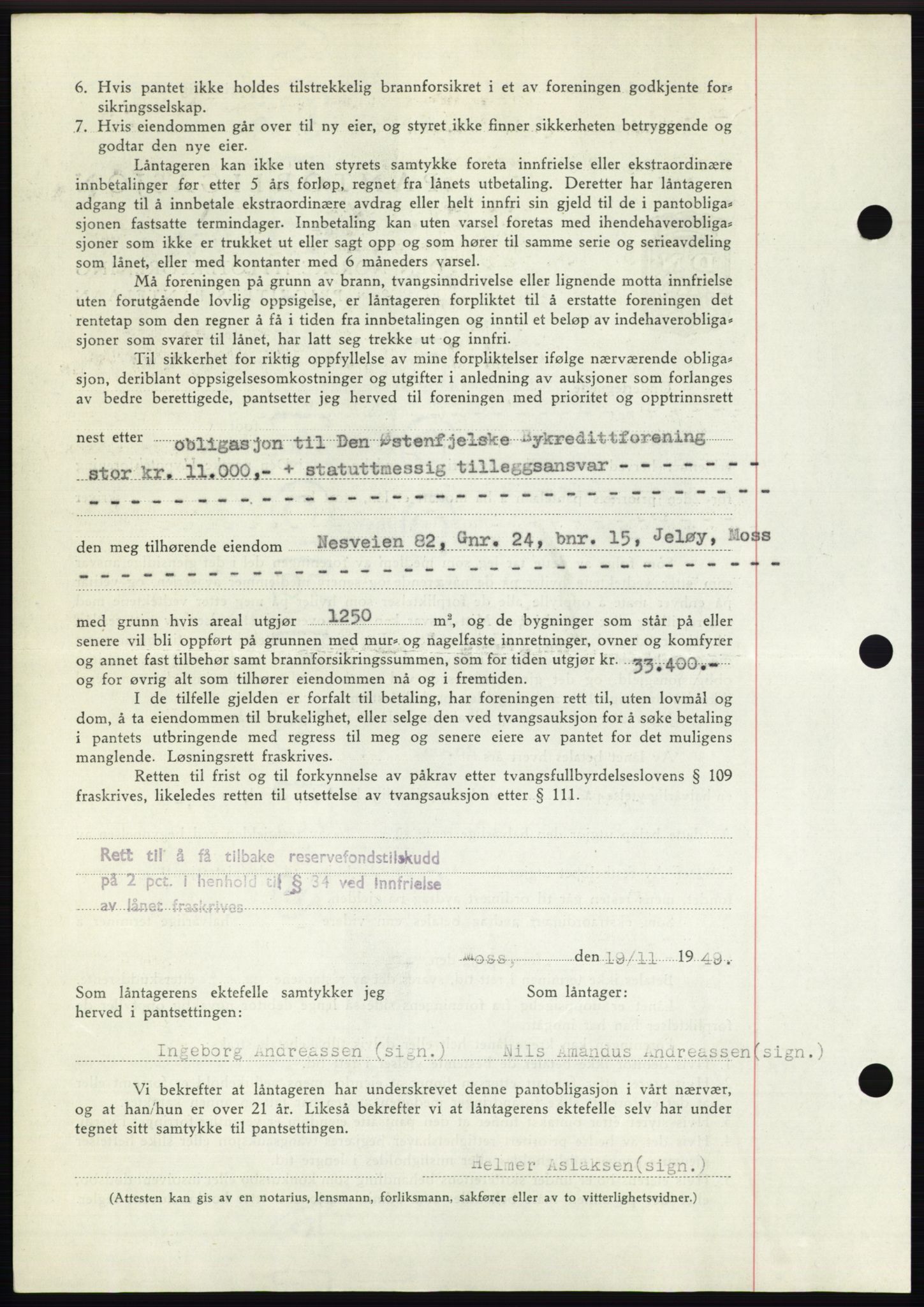 Moss sorenskriveri, AV/SAO-A-10168: Mortgage book no. B23, 1949-1950, Diary no: : 3643/1949