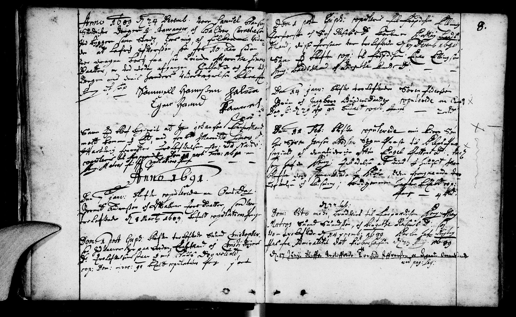 Domkirken sokneprestkontor, SAST/A-101812/001/30/30BA/L0001: Parish register (official) no. A 1 /1, 1688-1727, p. 8