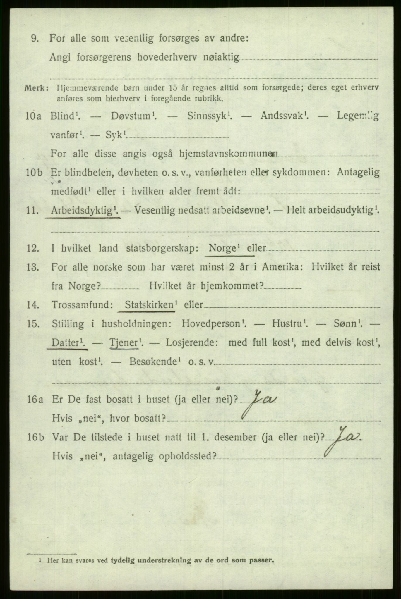 SAB, 1920 census for Evanger, 1920, p. 4082