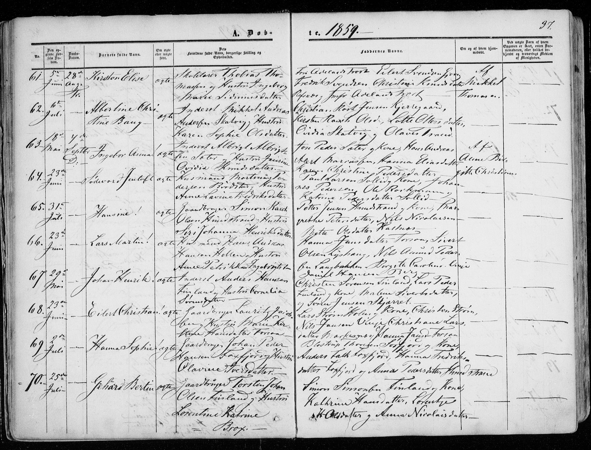 Tranøy sokneprestkontor, SATØ/S-1313/I/Ia/Iaa/L0007kirke: Parish register (official) no. 7, 1856-1866, p. 37