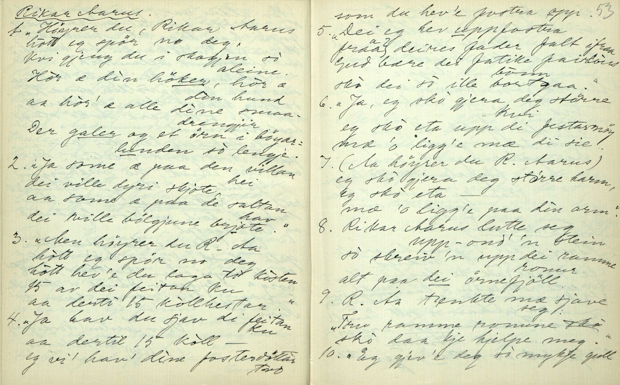 Rikard Berge, TEMU/TGM-A-1003/F/L0006/0004: 201-250 / 204 Kultur II. Notis om Smedal-visa og om Harald Smedal som dikta ho. Kom venner lad os lægge vind..., 1907-1911, p. 52-53