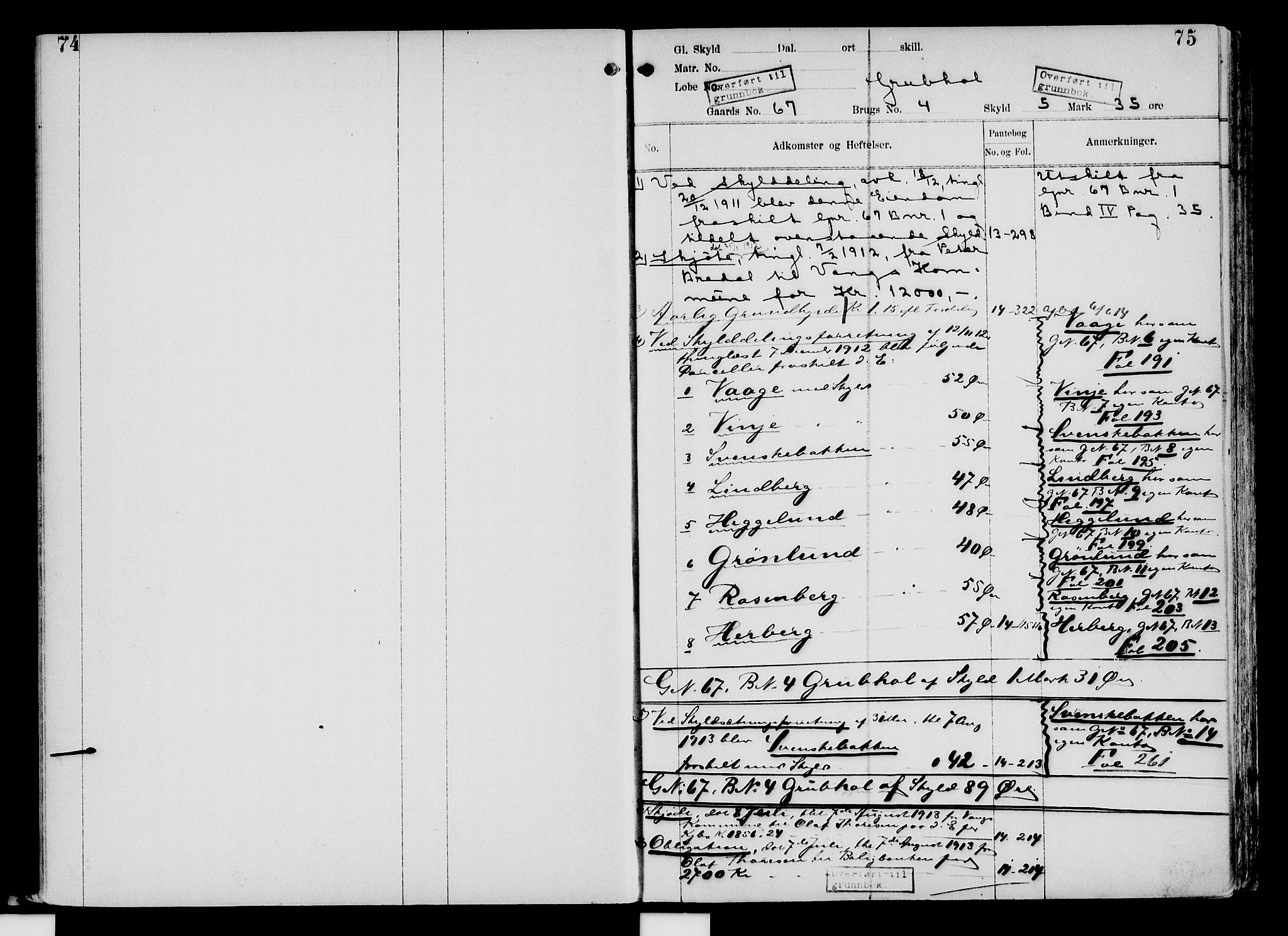 Nord-Hedmark sorenskriveri, SAH/TING-012/H/Ha/Had/Hade/L0004: Mortgage register no. 4.4, 1910-1940, p. 74-75