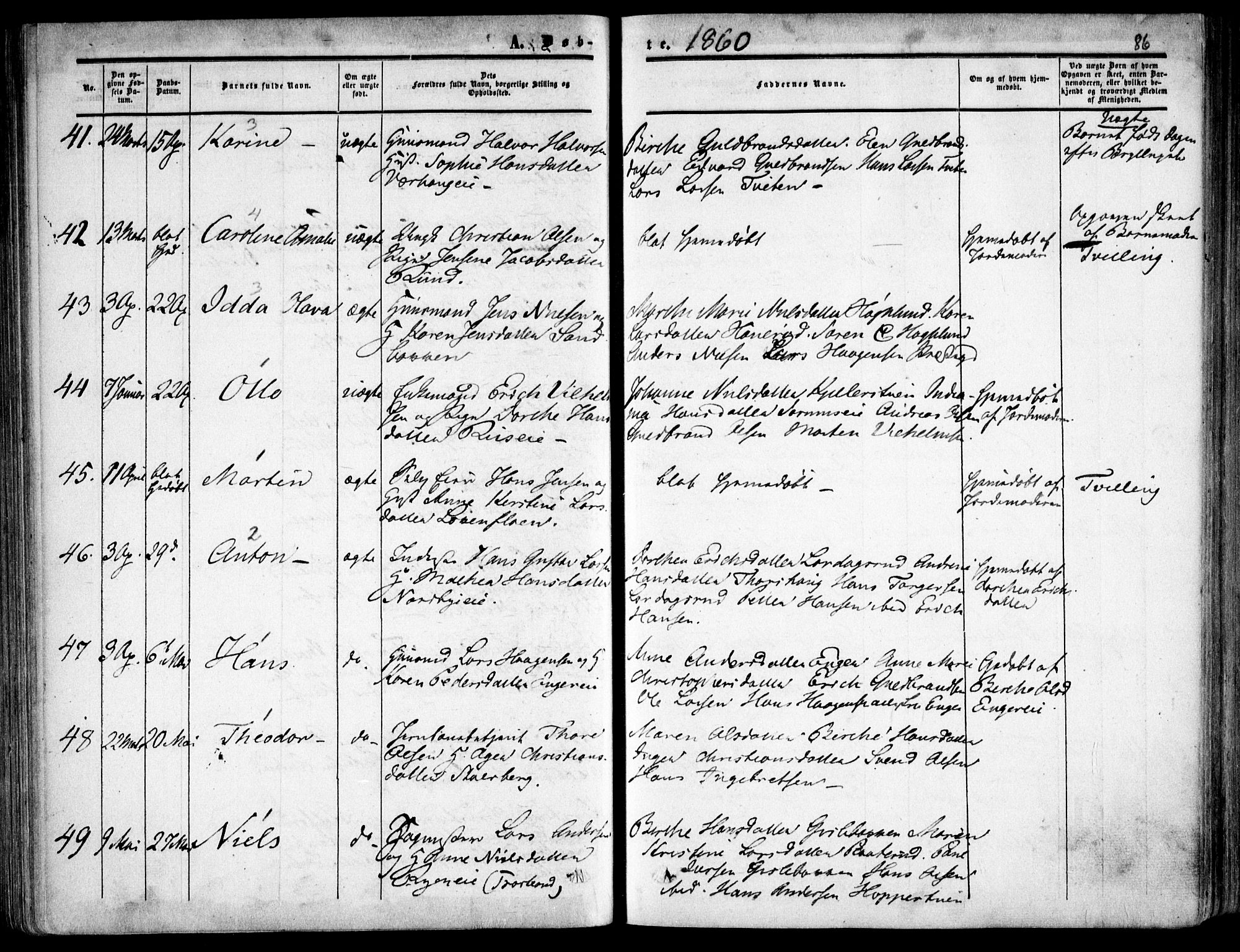 Skedsmo prestekontor Kirkebøker, SAO/A-10033a/F/Fa/L0010: Parish register (official) no. I 10, 1854-1865, p. 86